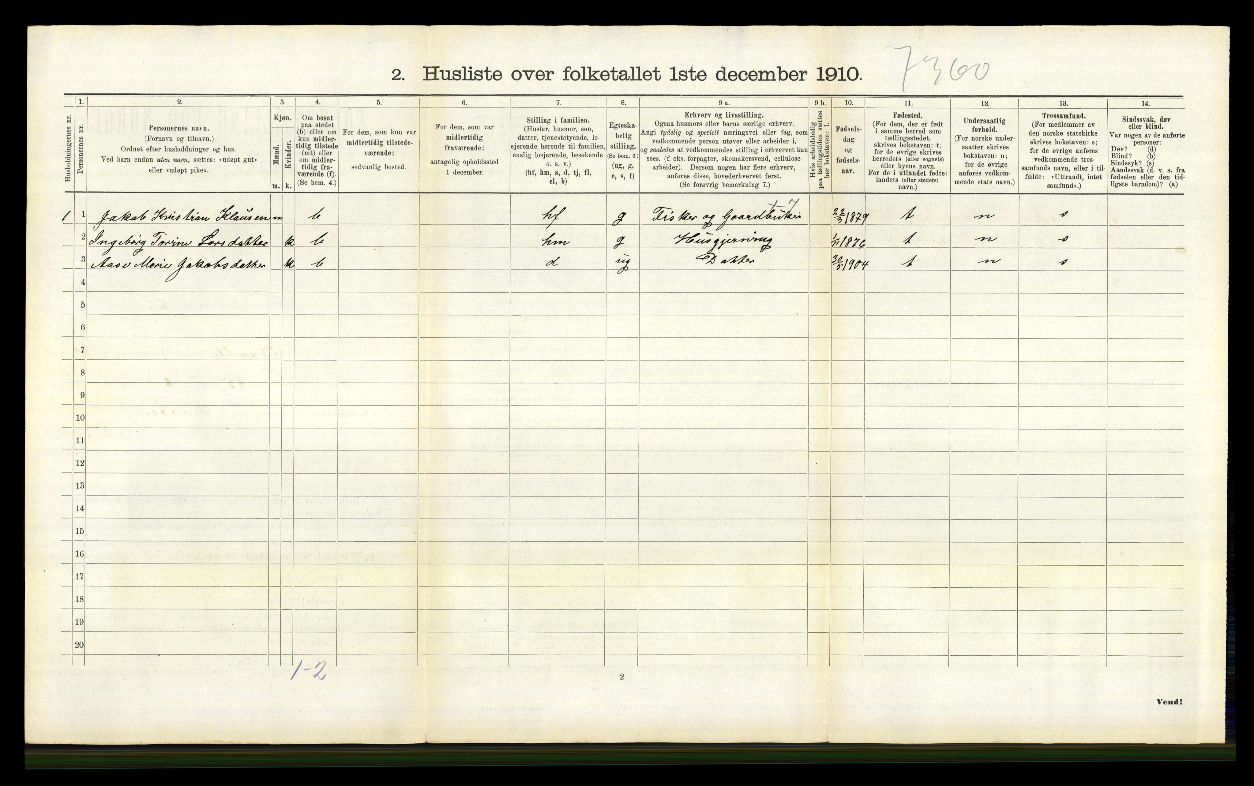 RA, 1910 census for Bamble, 1910, p. 1377