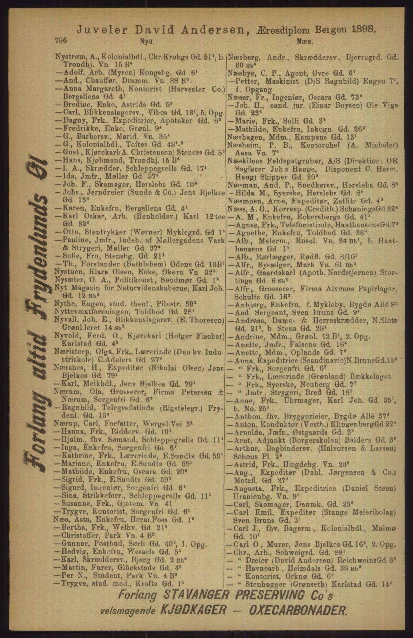 Kristiania/Oslo adressebok, PUBL/-, 1911, p. 786