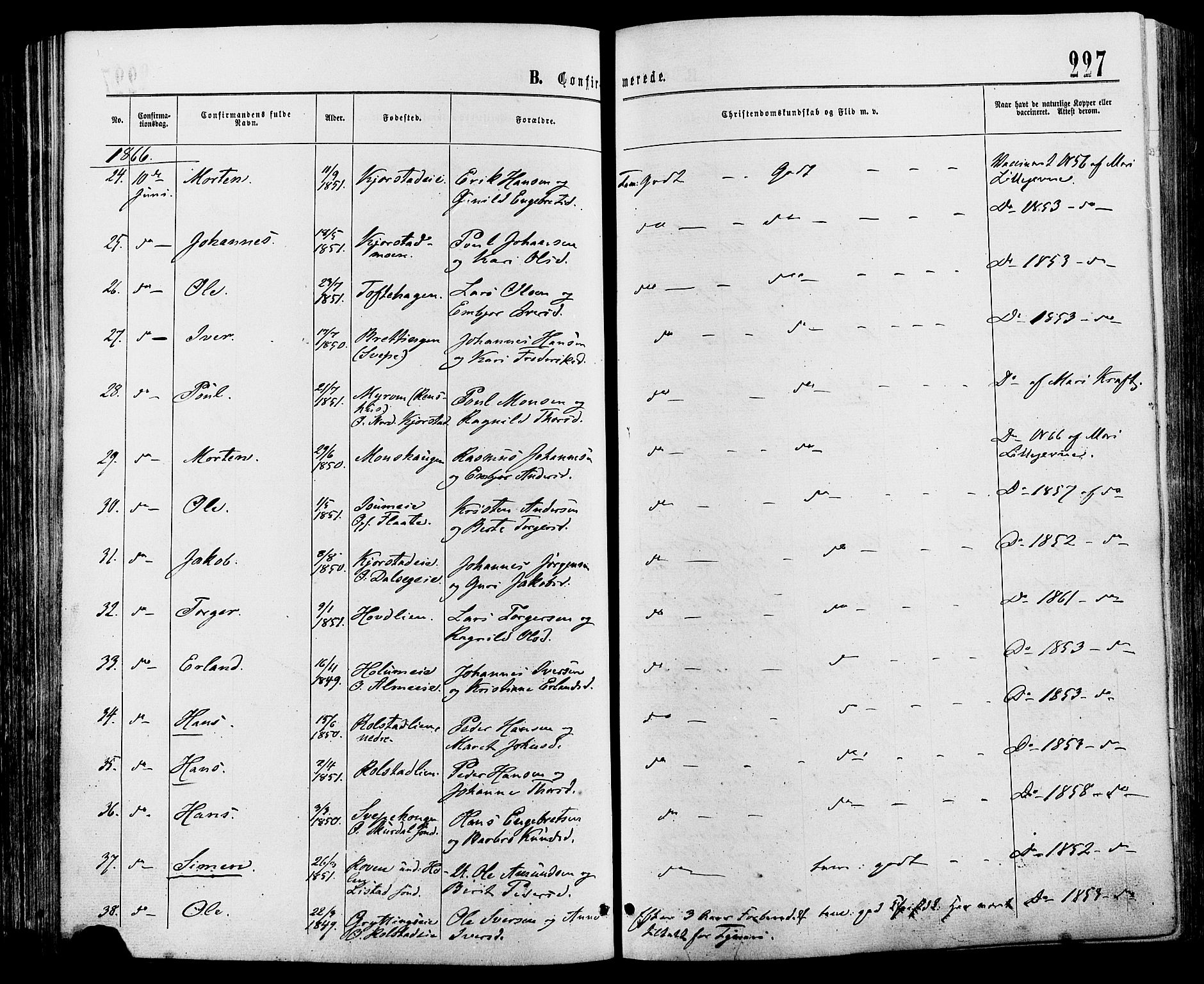 Sør-Fron prestekontor, AV/SAH-PREST-010/H/Ha/Haa/L0002: Parish register (official) no. 2, 1864-1880, p. 227