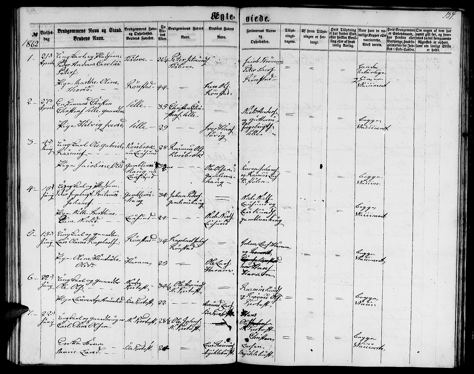 Ministerialprotokoller, klokkerbøker og fødselsregistre - Møre og Romsdal, AV/SAT-A-1454/536/L0508: Parish register (copy) no. 536C03, 1860-1870, p. 154