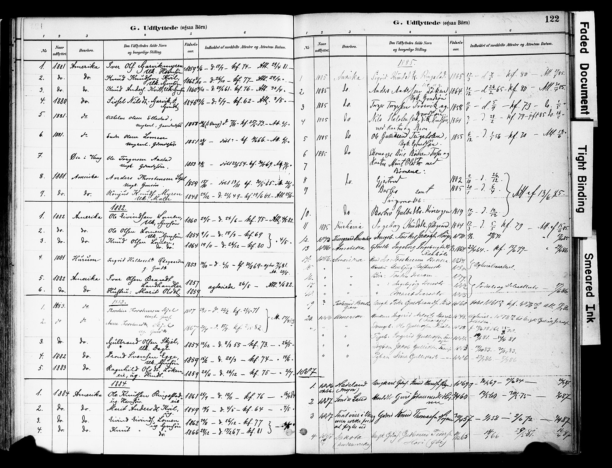 Vestre Slidre prestekontor, SAH/PREST-136/H/Ha/Haa/L0005: Parish register (official) no. 5, 1881-1912, p. 122