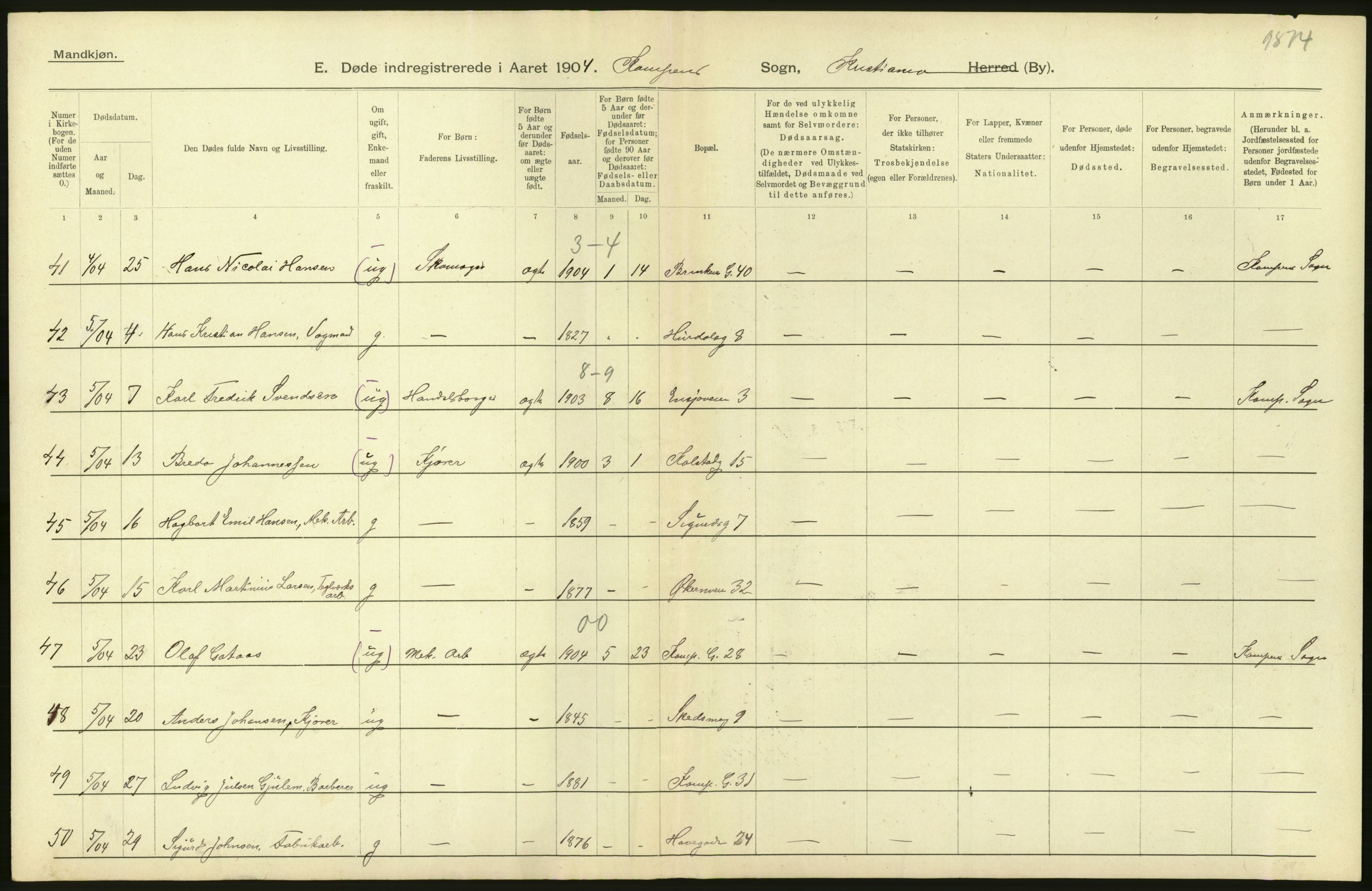 Statistisk sentralbyrå, Sosiodemografiske emner, Befolkning, AV/RA-S-2228/D/Df/Dfa/Dfab/L0004: Kristiania: Gifte, døde, 1904, p. 514