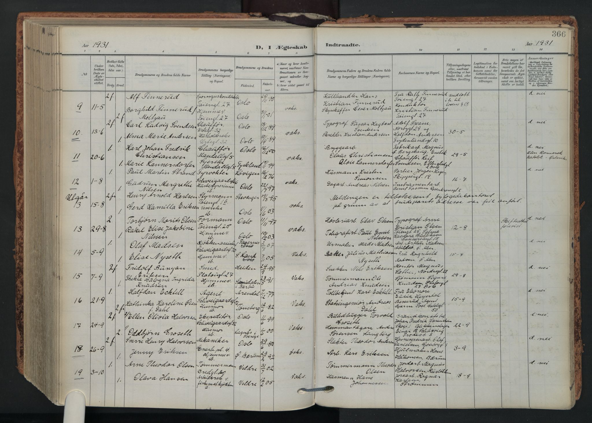 Grønland prestekontor Kirkebøker, AV/SAO-A-10848/F/Fa/L0017: Parish register (official) no. 17, 1906-1934, p. 366