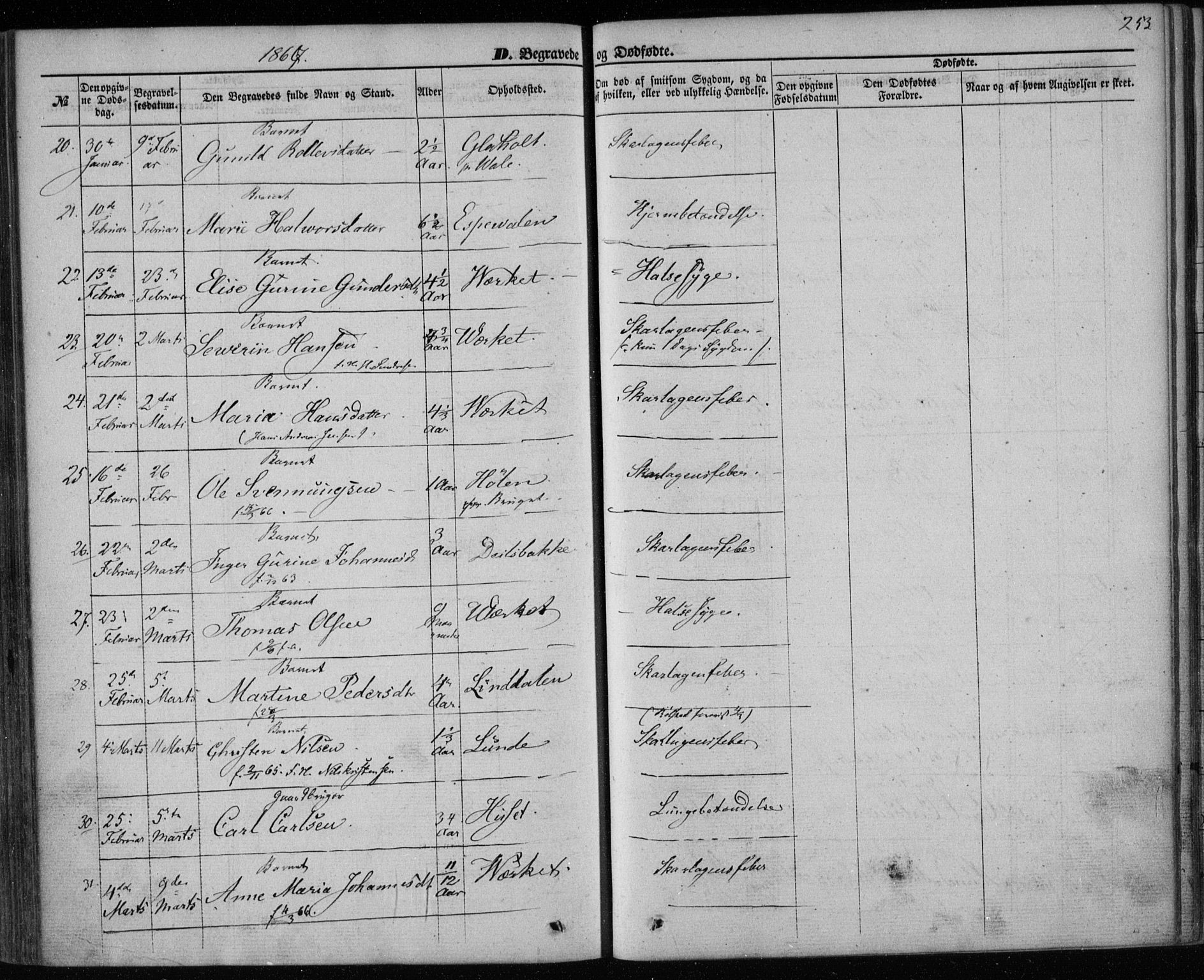 Holla kirkebøker, AV/SAKO-A-272/F/Fa/L0006: Parish register (official) no. 6, 1861-1869, p. 253