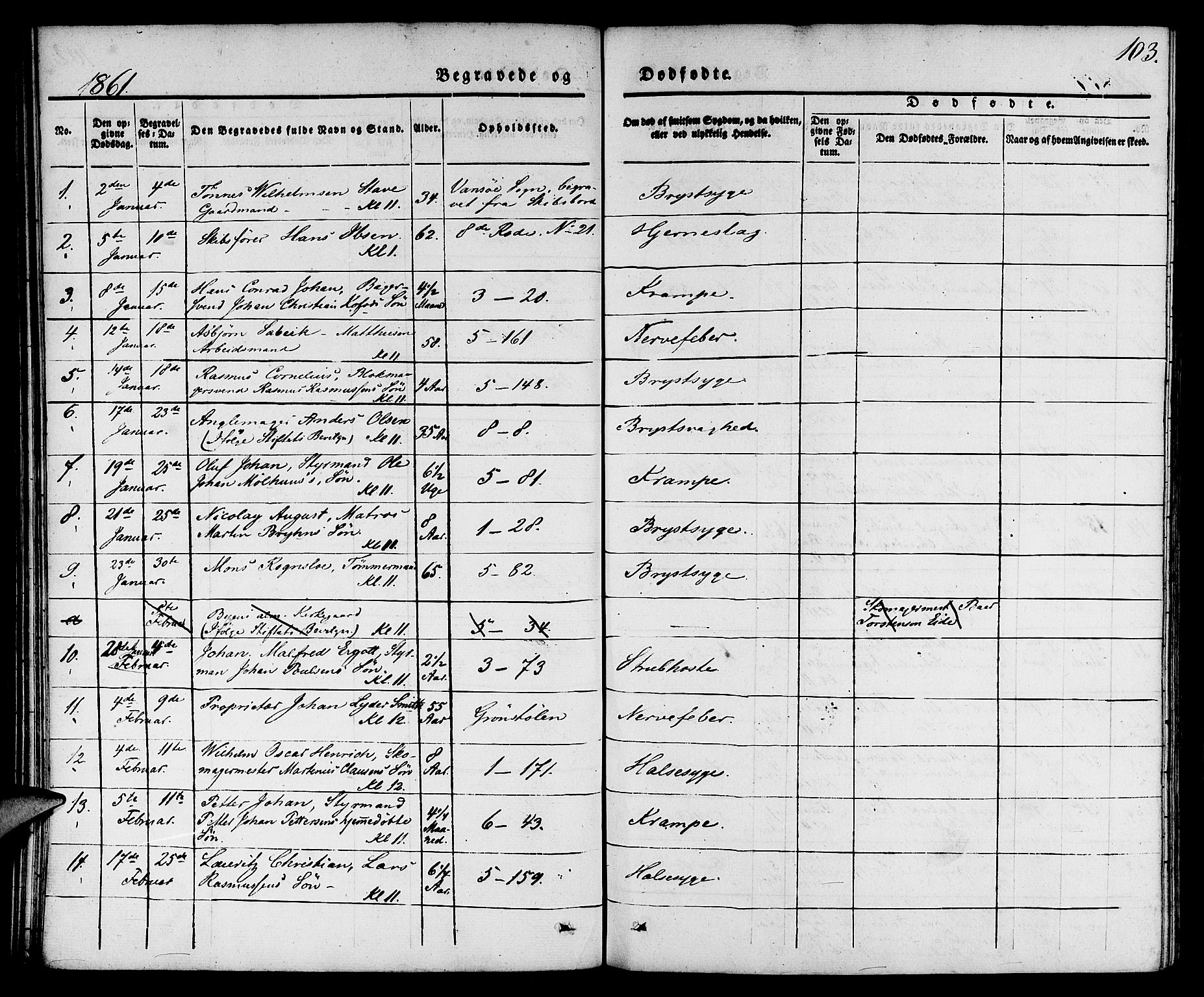 Nykirken Sokneprestembete, SAB/A-77101/H/Hab: Parish register (copy) no. E 1, 1840-1866, p. 103