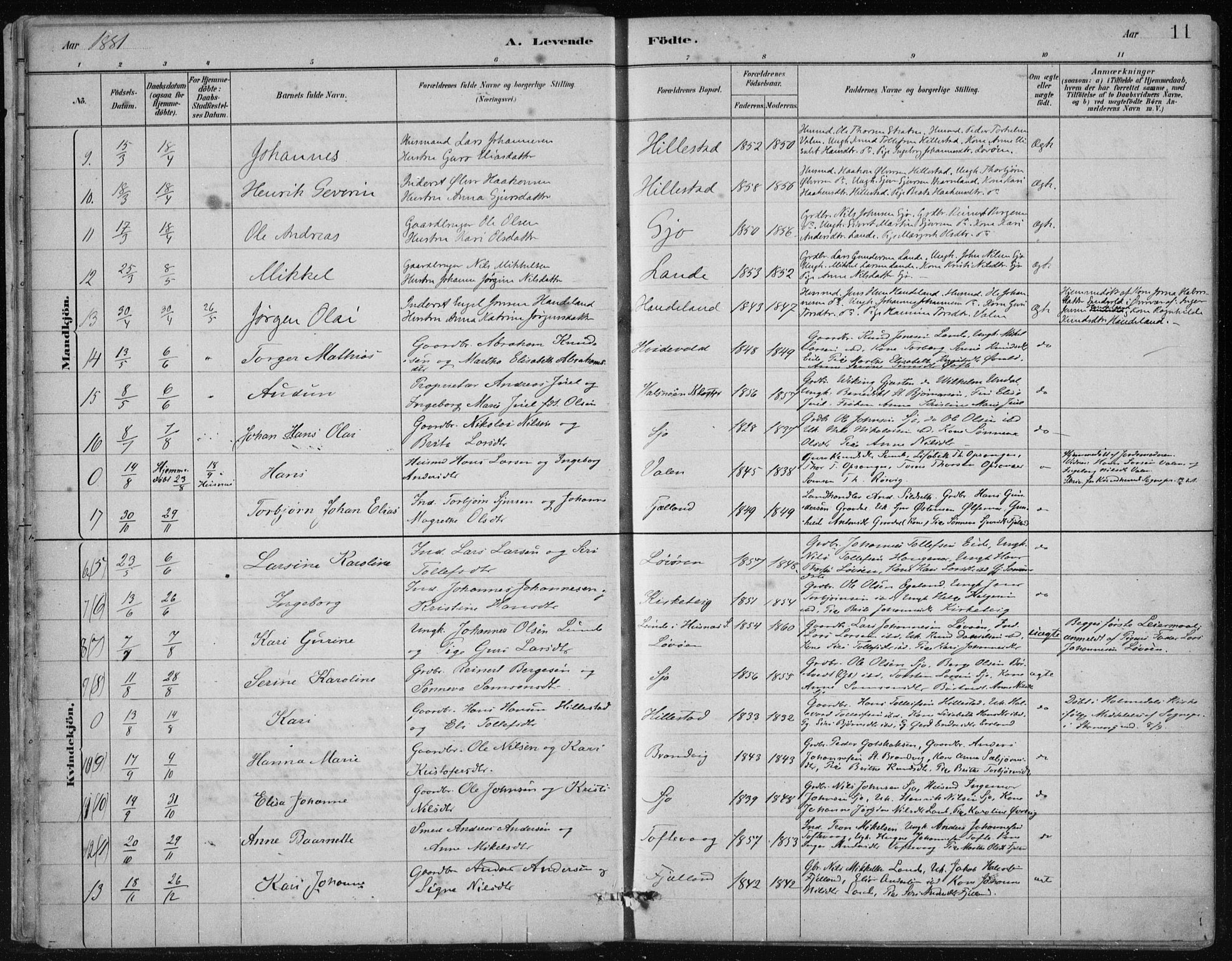 Fjelberg sokneprestembete, SAB/A-75201/H/Haa: Parish register (official) no. C  1, 1879-1918, p. 11