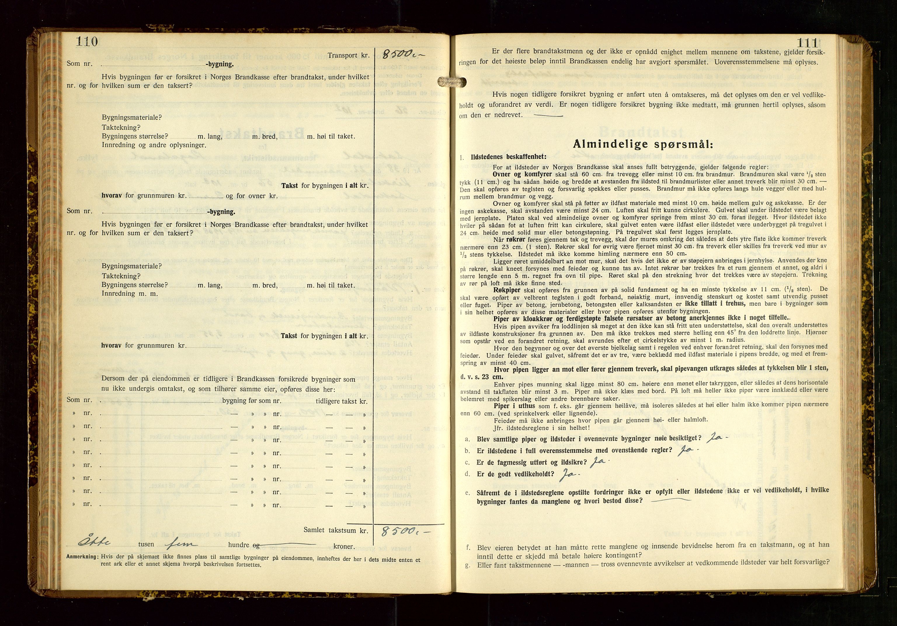 Sokndal lensmannskontor, AV/SAST-A-100417/Gob/L0008: "Brandtakst-Protokoll", 1937-1955, p. 110-111