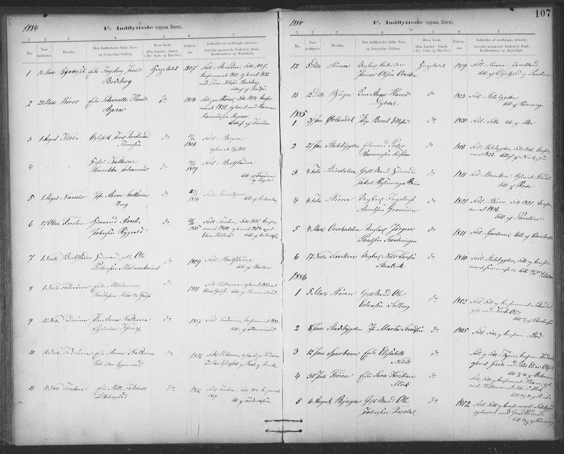 Ministerialprotokoller, klokkerbøker og fødselsregistre - Sør-Trøndelag, SAT/A-1456/623/L0470: Parish register (official) no. 623A04, 1884-1938, p. 107