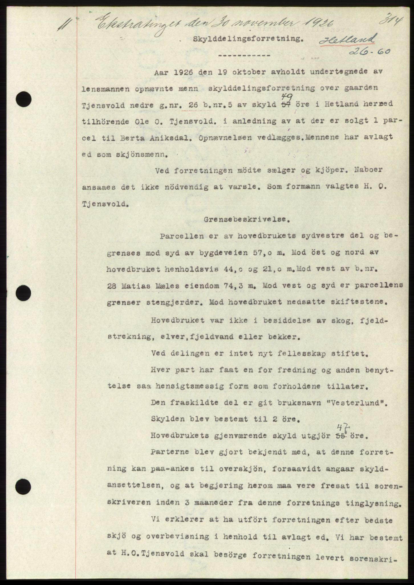 Jæren sorenskriveri, SAST/A-100310/03/G/Gba/L0054: Mortgage book no. 40, 42-43, 1926-1927, Deed date: 30.11.1926