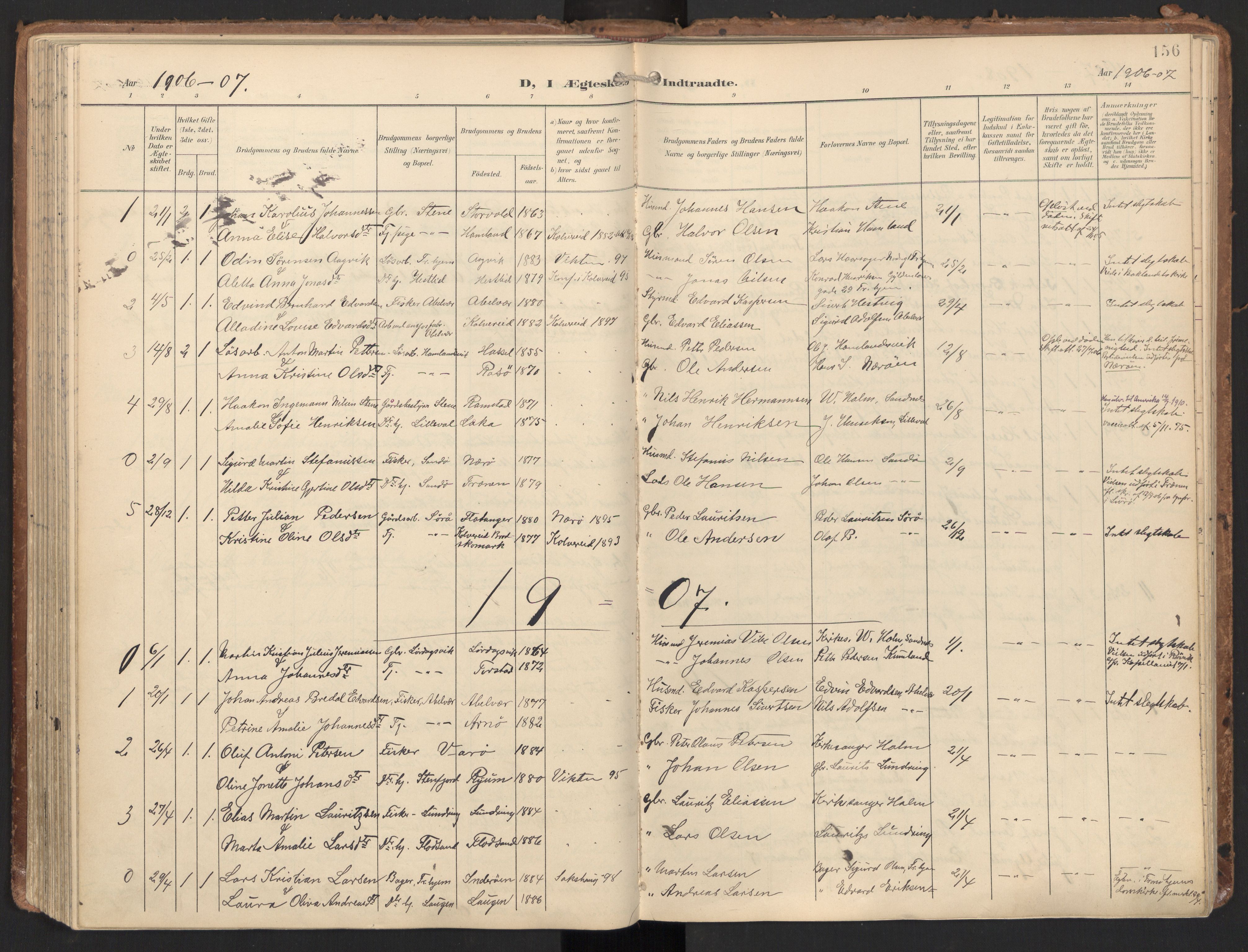 Ministerialprotokoller, klokkerbøker og fødselsregistre - Nord-Trøndelag, SAT/A-1458/784/L0677: Parish register (official) no. 784A12, 1900-1920, p. 156