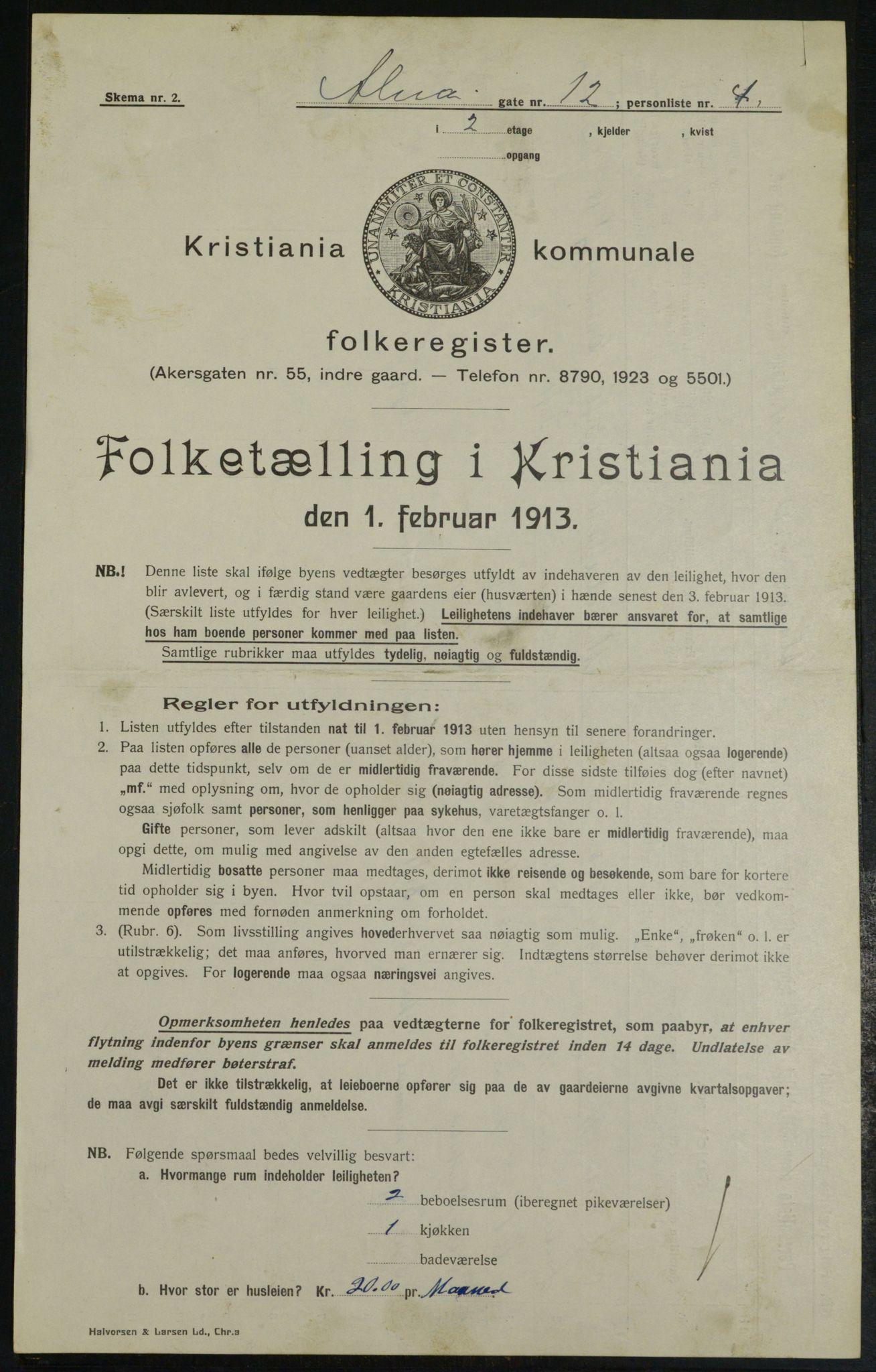 OBA, Municipal Census 1913 for Kristiania, 1913, p. 1247