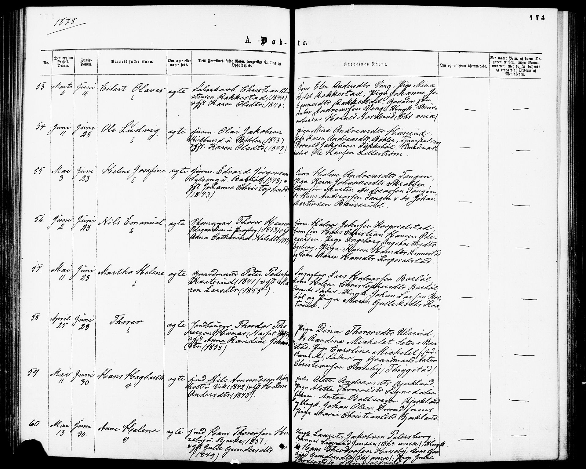 Enebakk prestekontor Kirkebøker, AV/SAO-A-10171c/F/Fa/L0011: Parish register (official) no. I 11, 1862-1882, p. 174