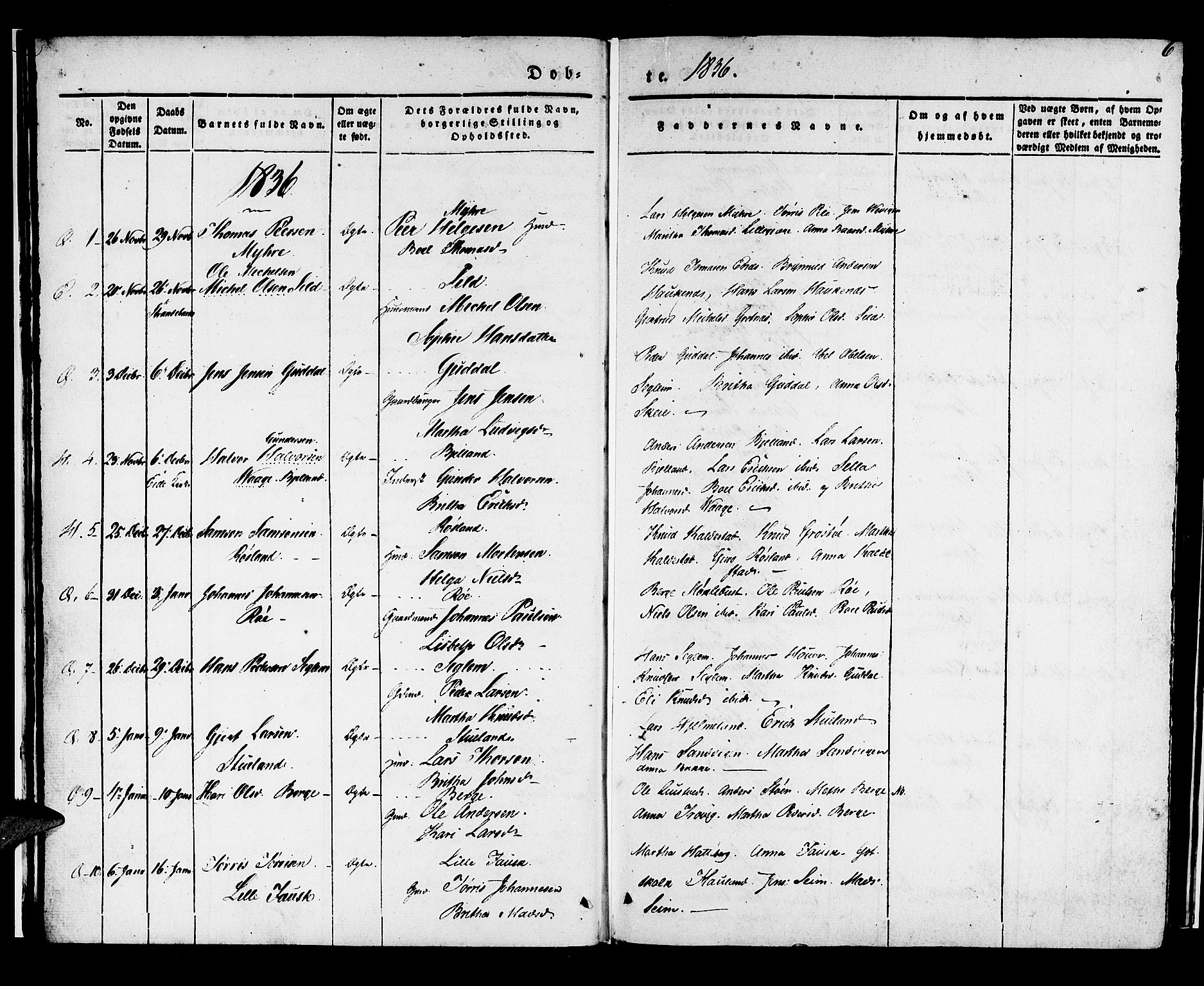 Kvinnherad sokneprestembete, AV/SAB-A-76401/H/Haa: Parish register (official) no. A 6, 1835-1843, p. 6