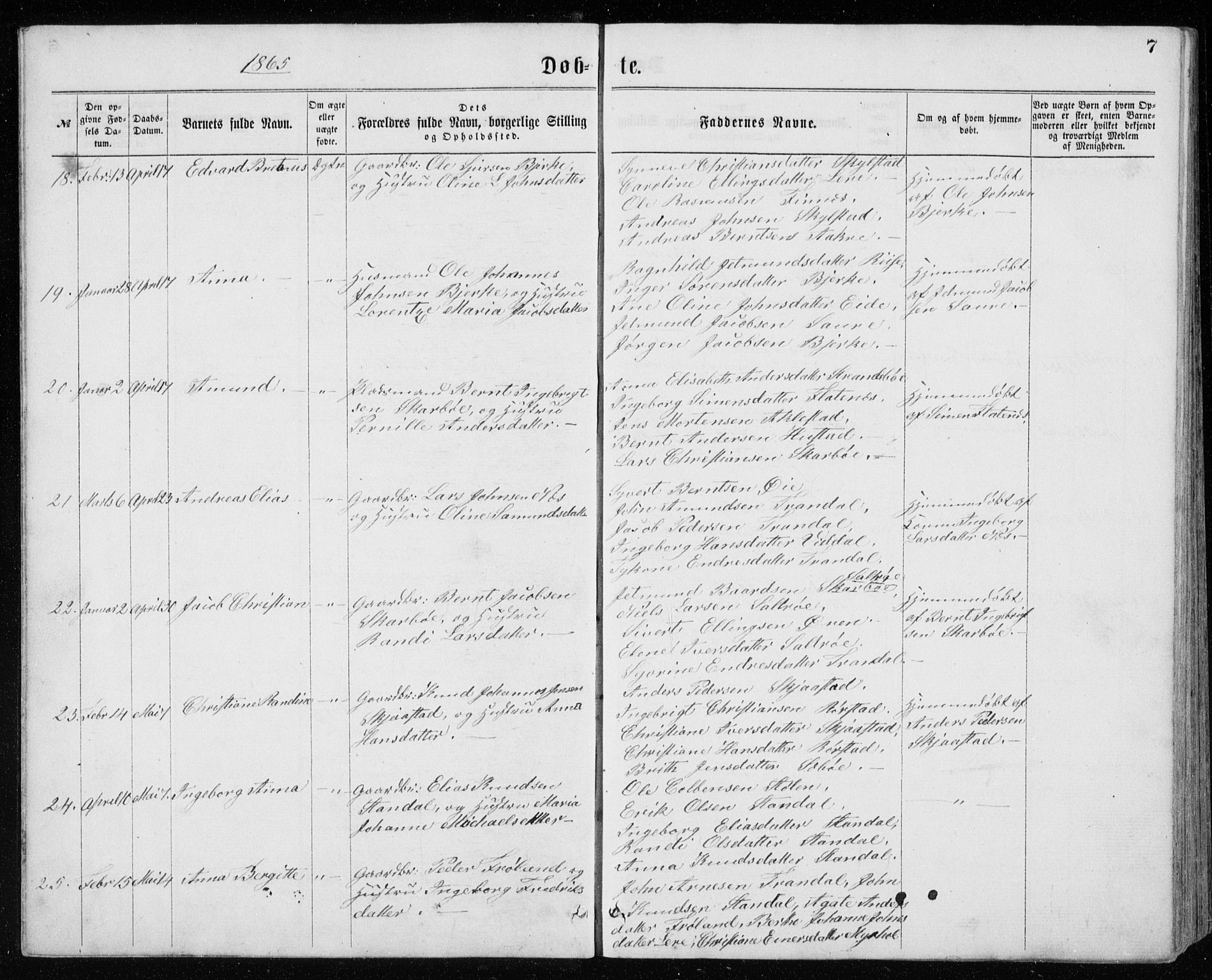 Ministerialprotokoller, klokkerbøker og fødselsregistre - Møre og Romsdal, AV/SAT-A-1454/515/L0214: Parish register (copy) no. 515C01, 1865-1883, p. 7