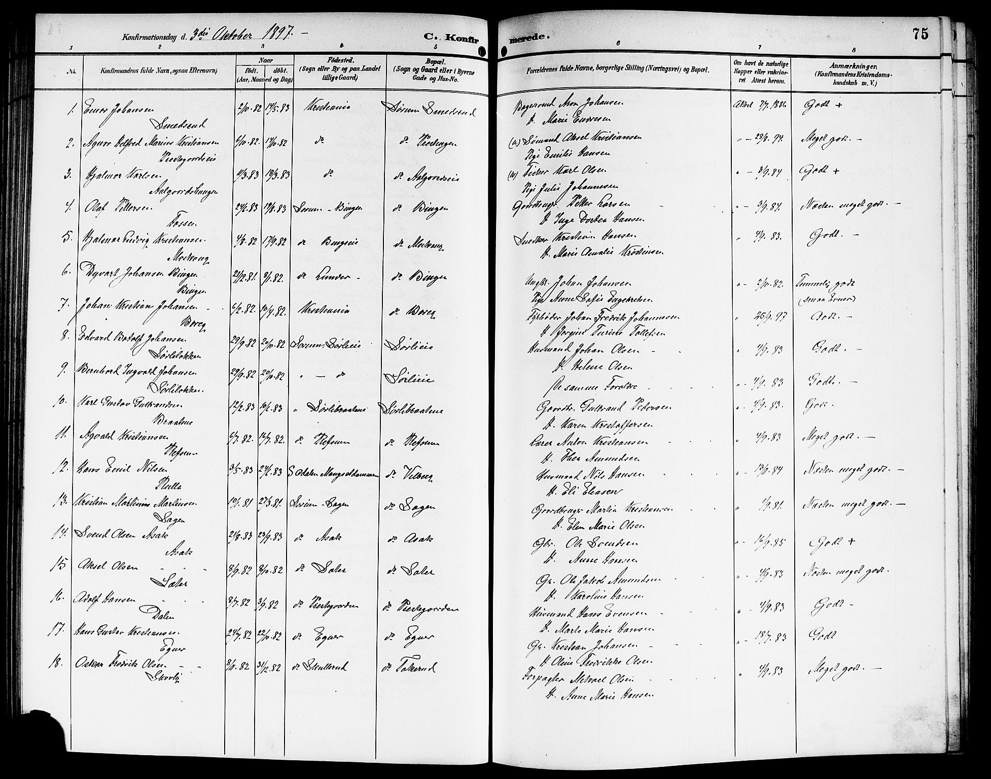 Sørum prestekontor Kirkebøker, AV/SAO-A-10303/G/Ga/L0006: Parish register (copy) no. I 6, 1894-1906, p. 75