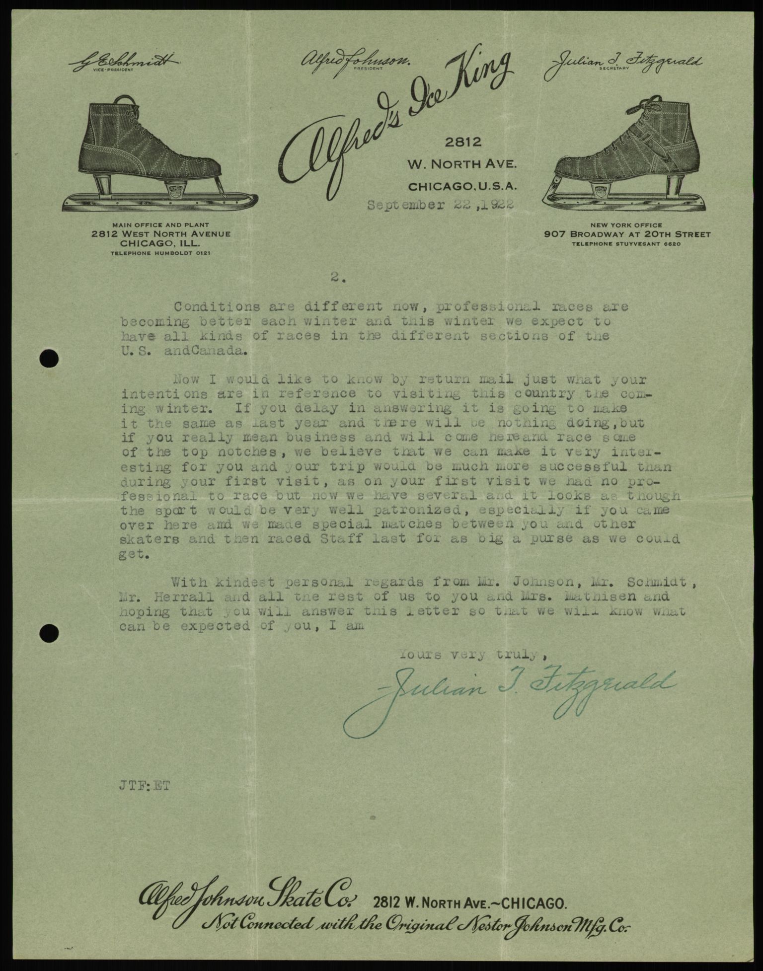 Mathisen, Oscar Wilhelm, AV/RA-PA-1912/Fa/L0001: Inngående korrespondanse, 1916-1954, p. 38