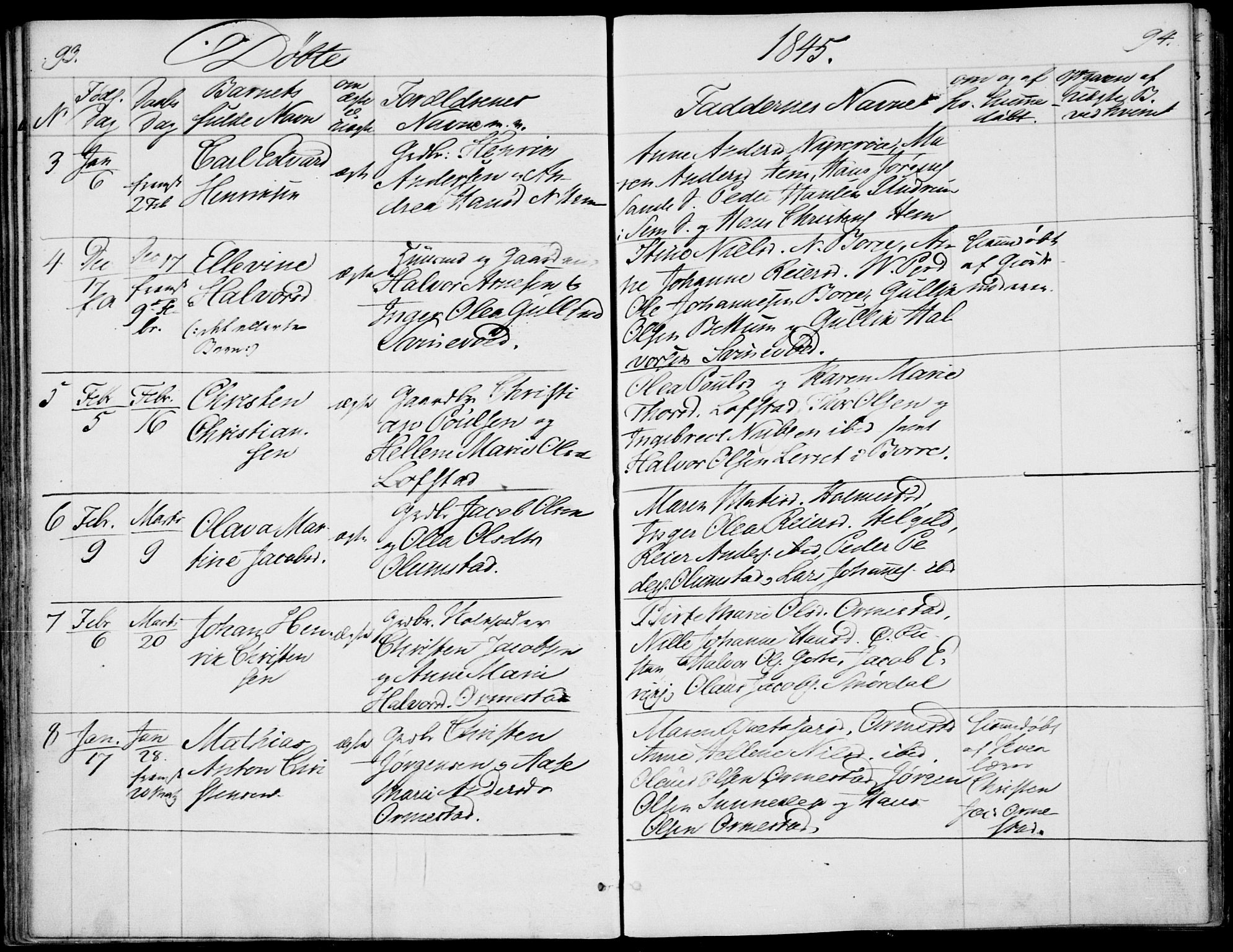 Våle kirkebøker, AV/SAKO-A-334/F/Fa/L0009a: Parish register (official) no. I 9A, 1839-1860, p. 93-94