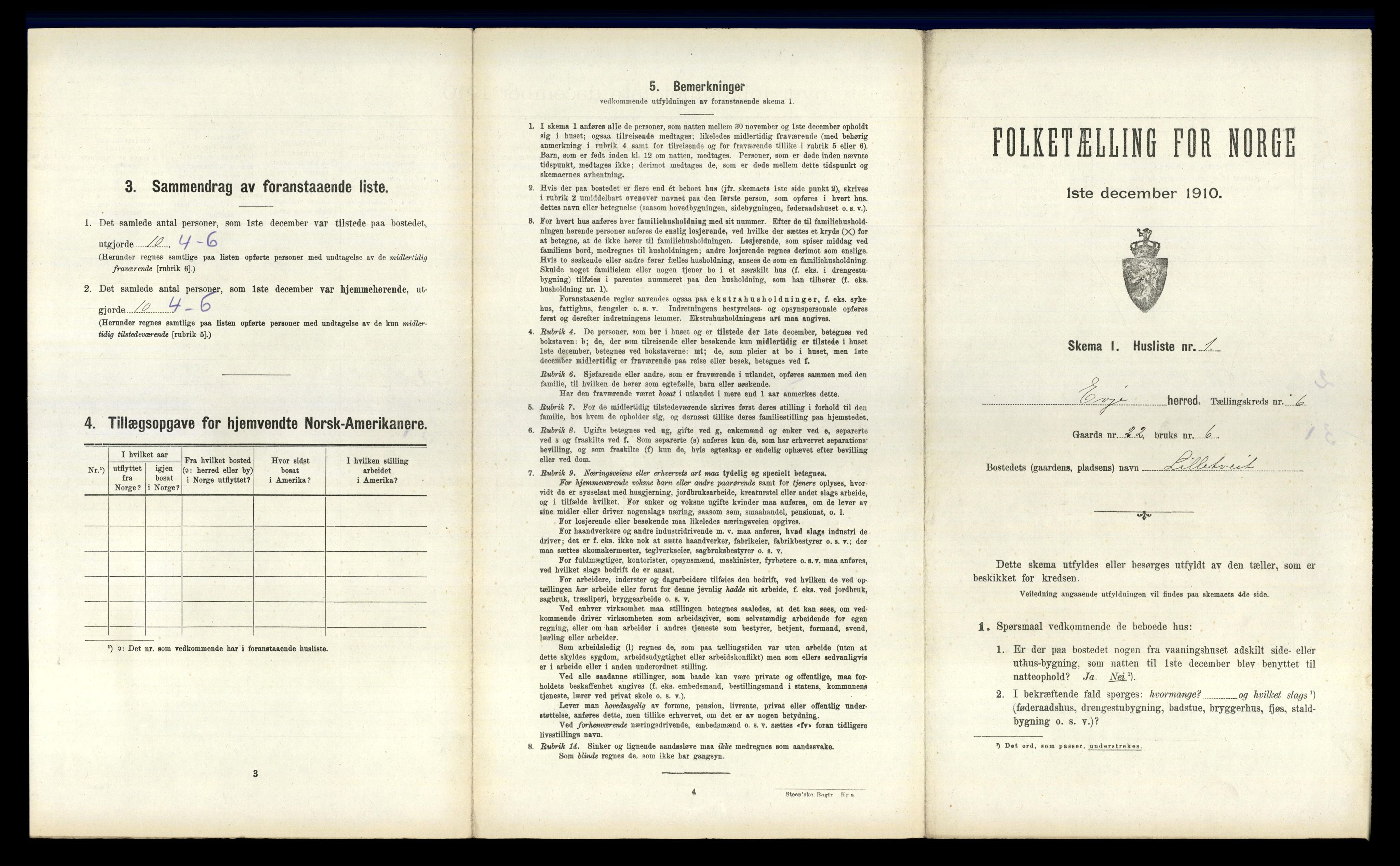 RA, 1910 census for Evje, 1910, p. 200