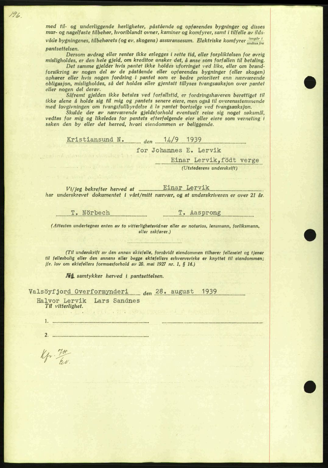 Nordmøre sorenskriveri, AV/SAT-A-4132/1/2/2Ca: Mortgage book no. B86, 1939-1940, Diary no: : 3009/1939