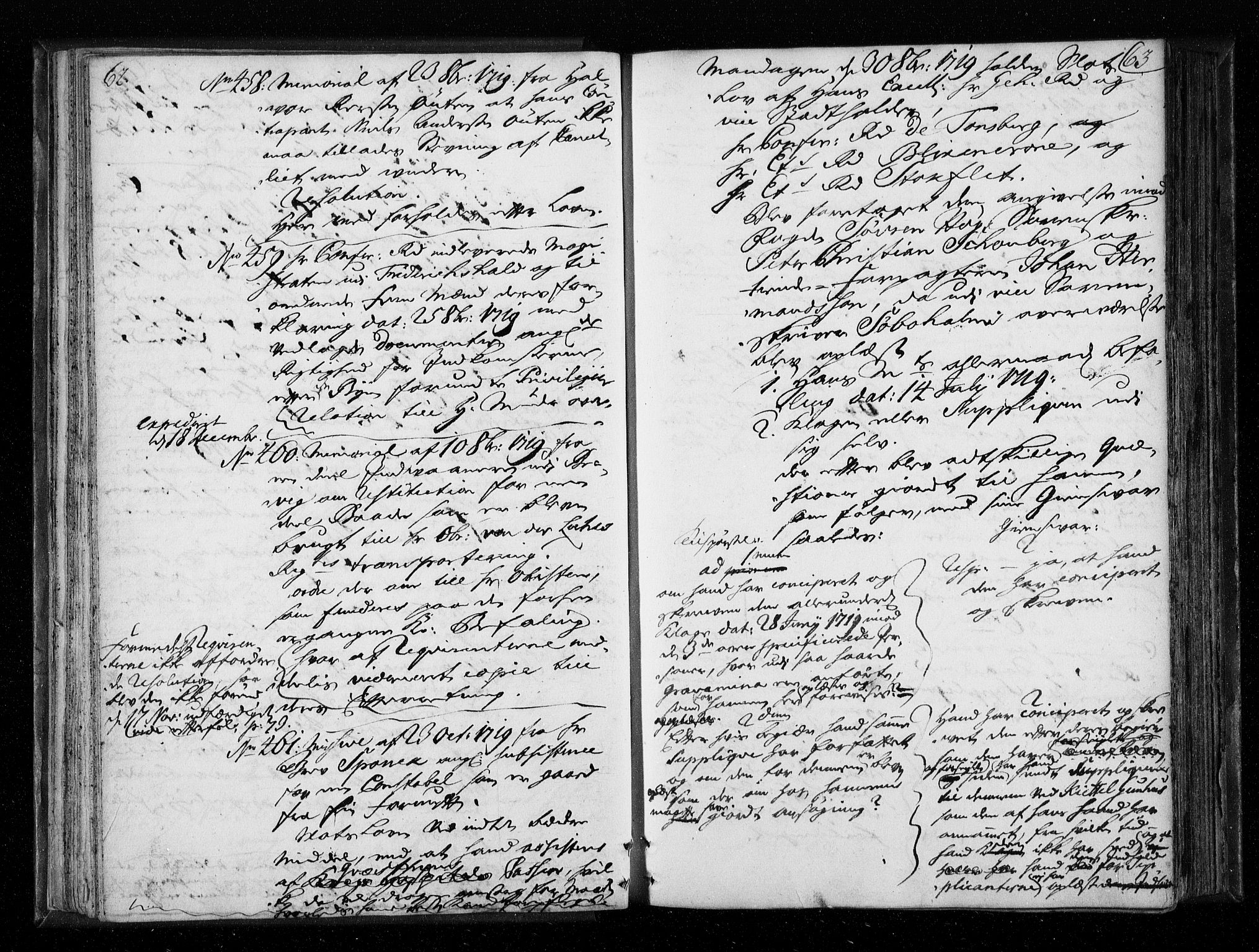 Stattholderembetet 1572-1771, AV/RA-EA-2870/Aa/L0010: Voteringsprotokoll (konseptprotokoll), 1719-1722, p. 62-63