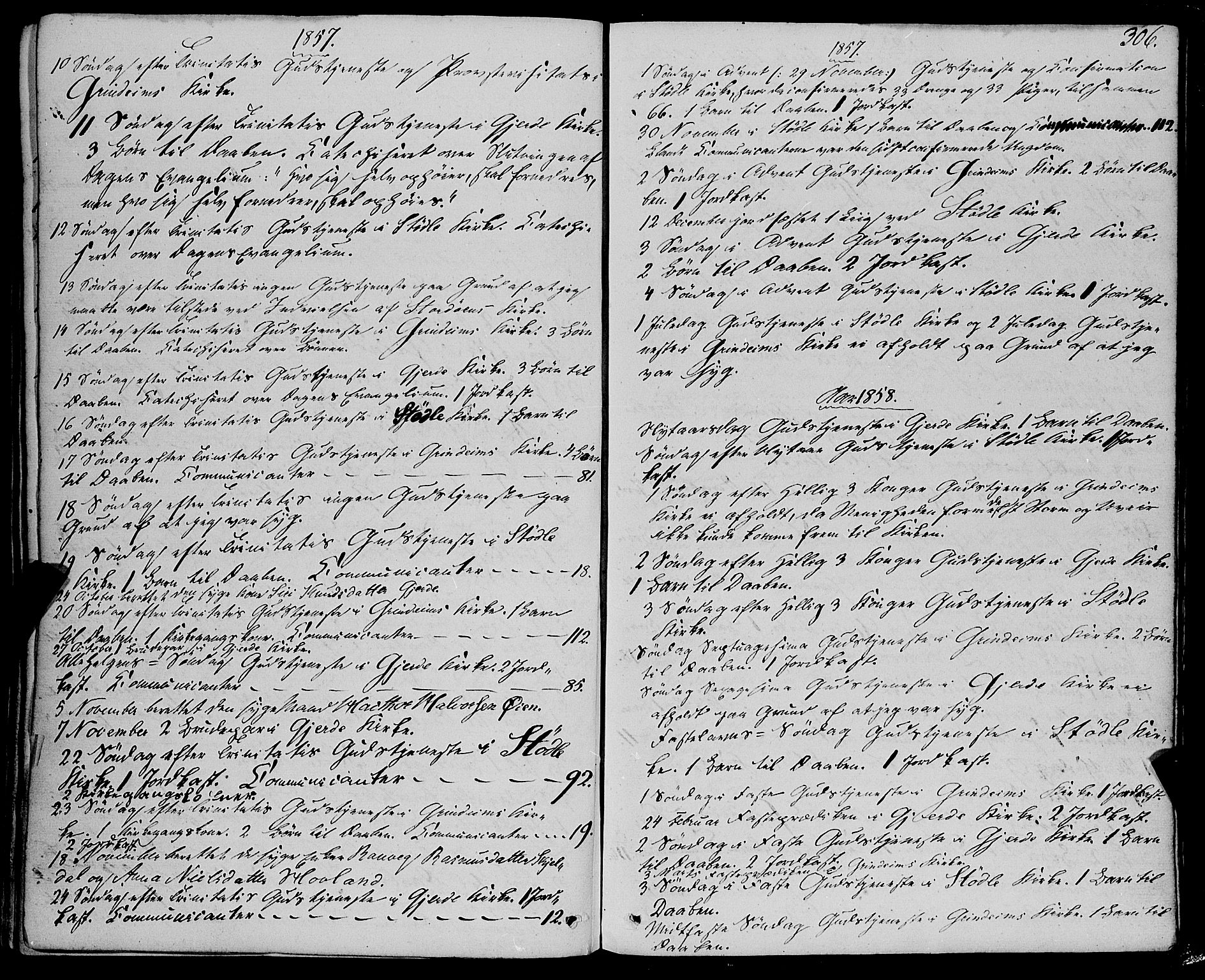 Etne sokneprestembete, AV/SAB-A-75001/H/Haa: Parish register (official) no. A 8, 1848-1862, p. 306