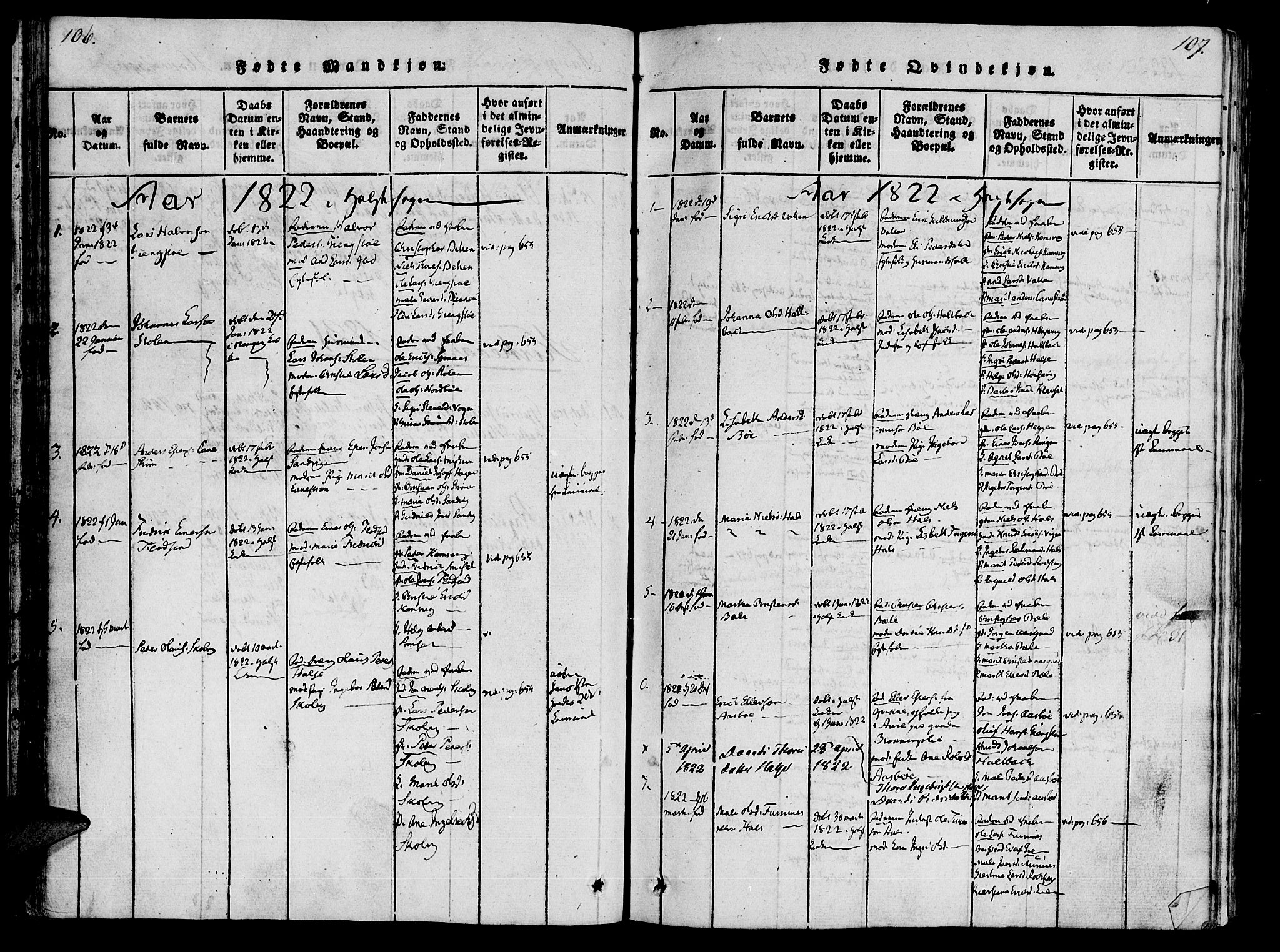 Ministerialprotokoller, klokkerbøker og fødselsregistre - Møre og Romsdal, AV/SAT-A-1454/592/L1023: Parish register (official) no. 592A02, 1820-1830, p. 106-107