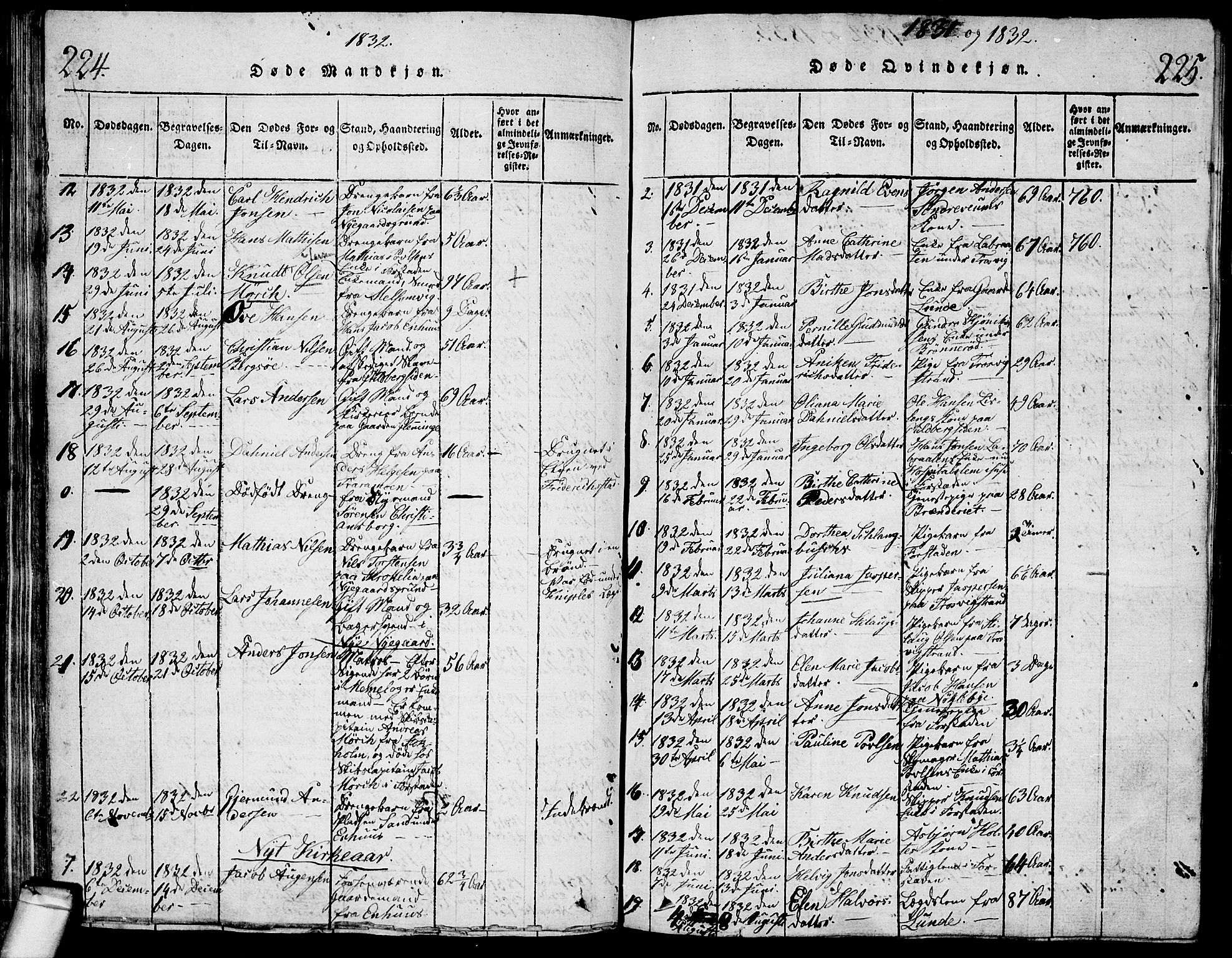 Glemmen prestekontor Kirkebøker, AV/SAO-A-10908/G/Ga/L0001: Parish register (copy) no. 1, 1816-1838, p. 224-225