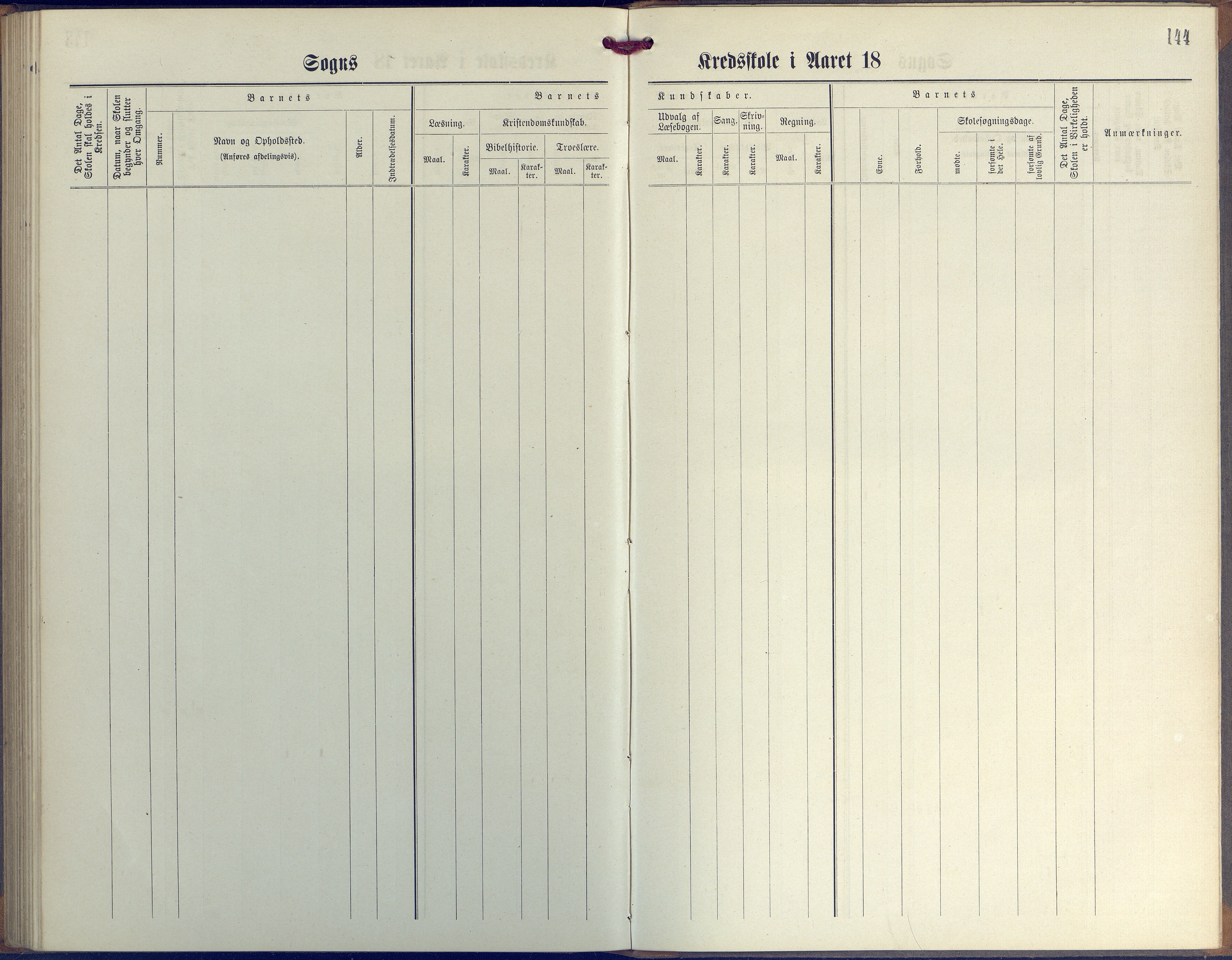 Øyestad kommune frem til 1979, AAKS/KA0920-PK/06/06G/L0003: Skoleprotokoll, 1877-1889, p. 144