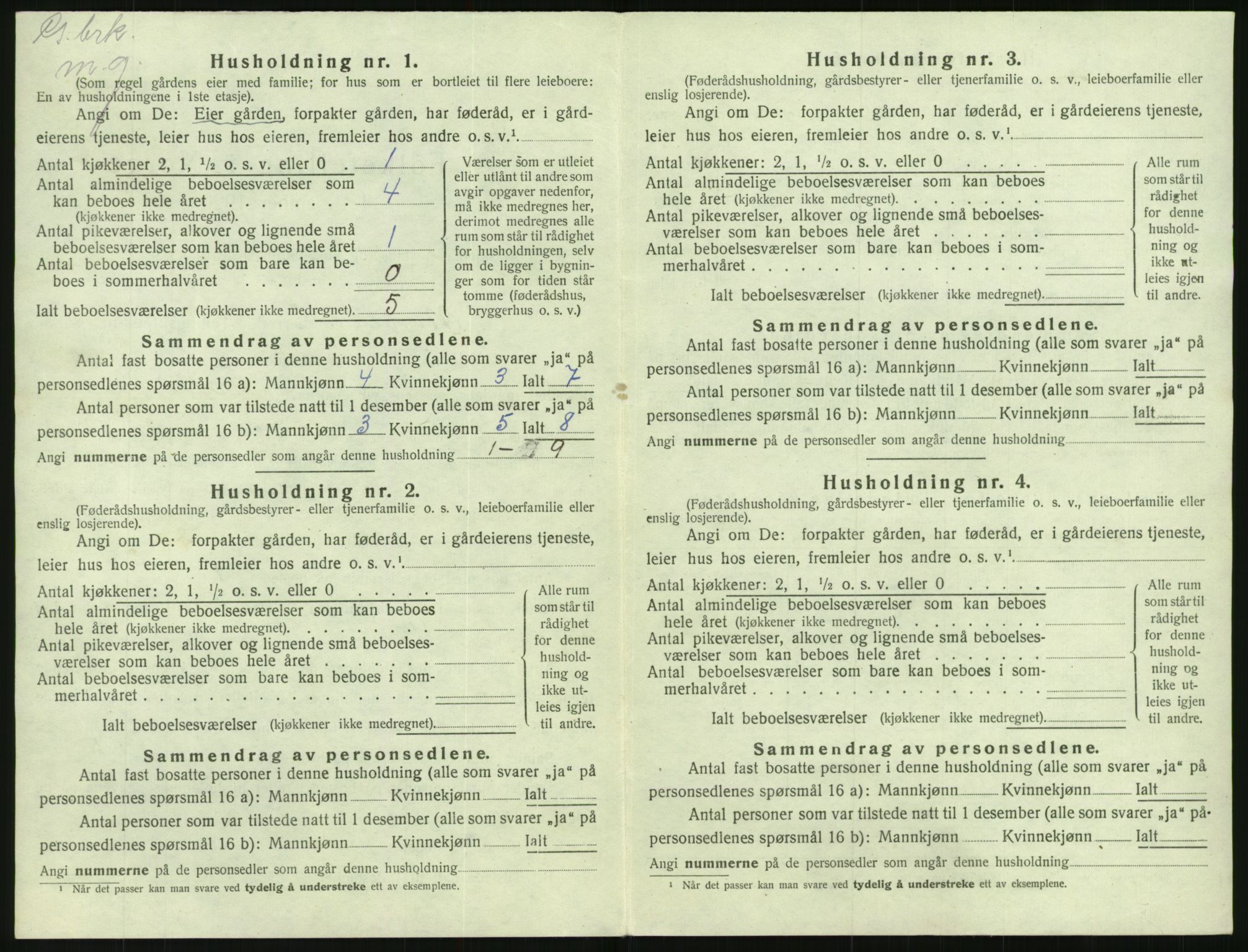 SAK, 1920 census for Mykland, 1920, p. 251