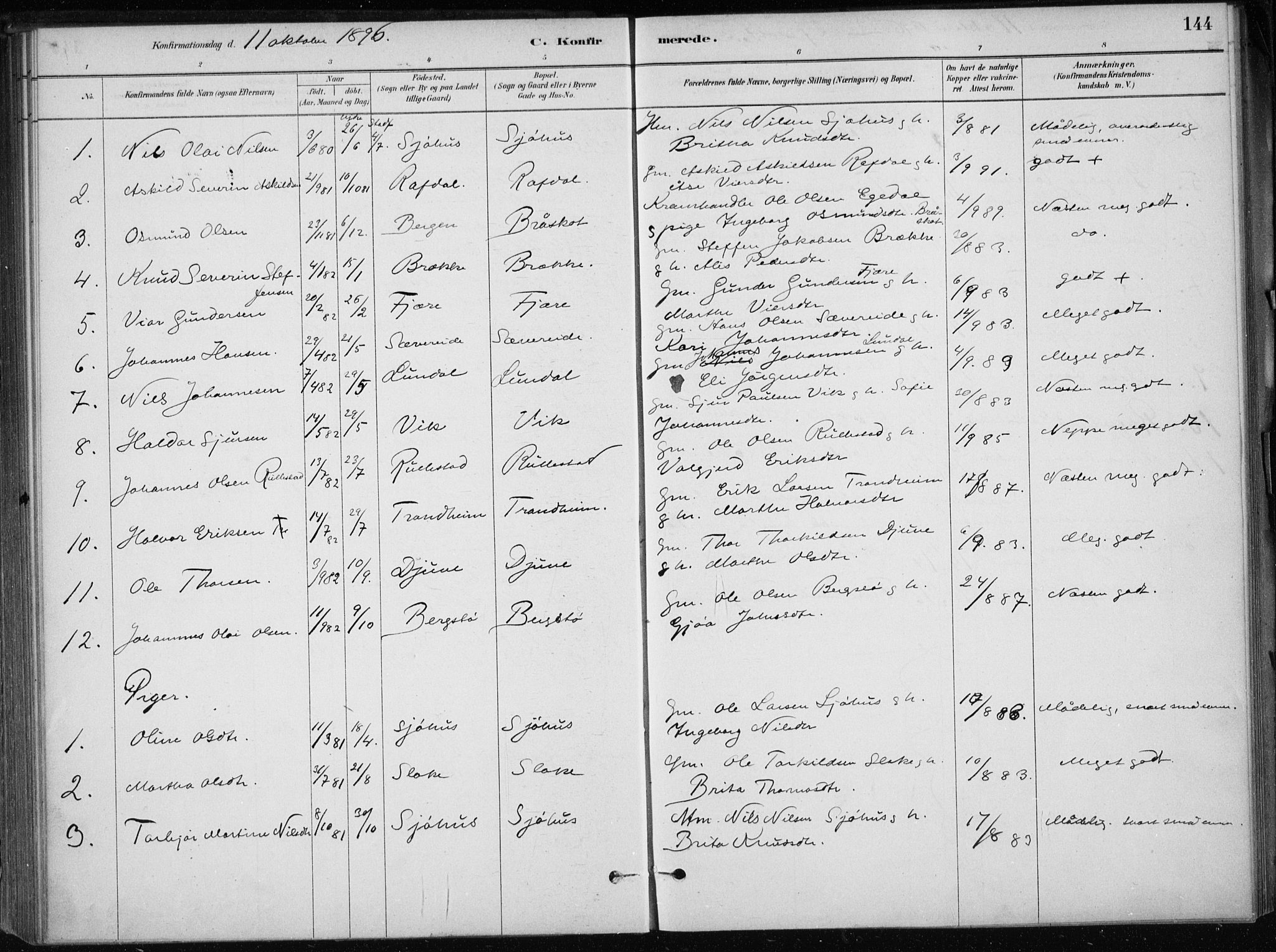 Skånevik sokneprestembete, SAB/A-77801/H/Haa: Parish register (official) no. E  1, 1879-1901, p. 144
