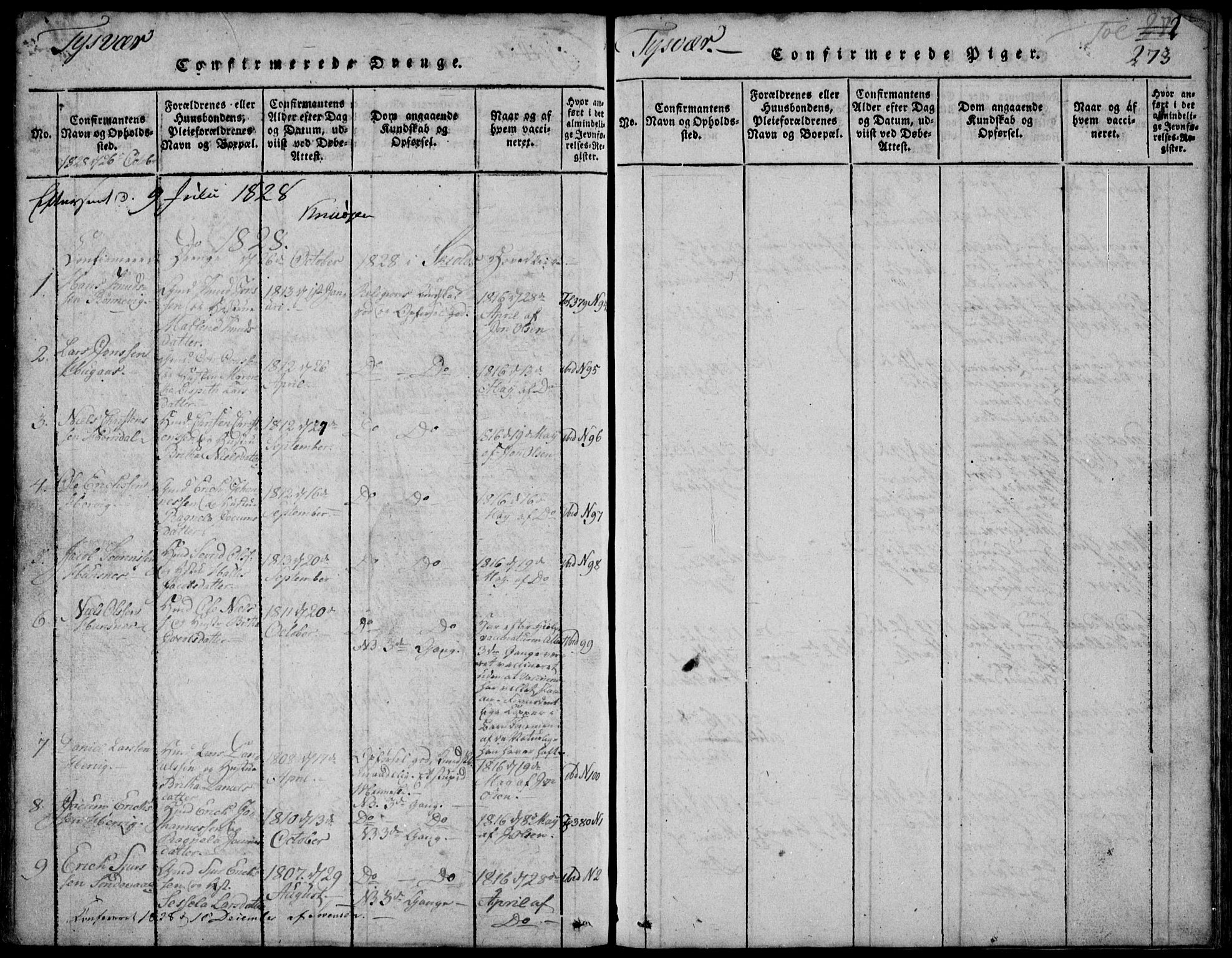 Skjold sokneprestkontor, SAST/A-101847/H/Ha/Hab/L0002: Parish register (copy) no. B 2 /1, 1815-1830, p. 273