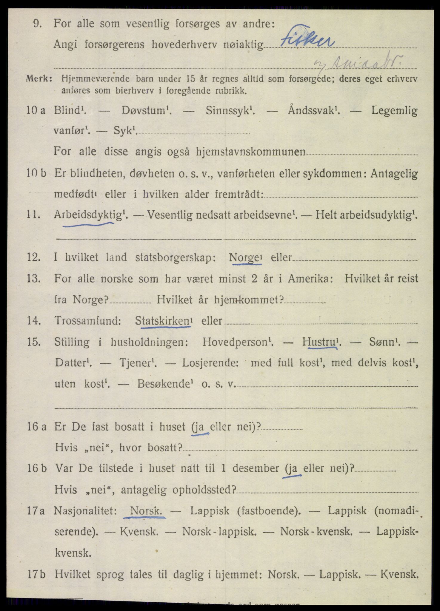 SAT, 1920 census for Dønnes, 1920, p. 2853