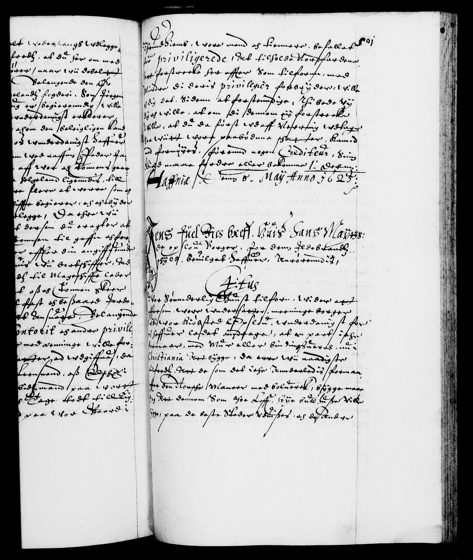 Danske Kanselli 1572-1799, AV/RA-EA-3023/F/Fc/Fca/Fcab/L0004: Norske tegnelser (mikrofilm), 1617-1627, p. 501a