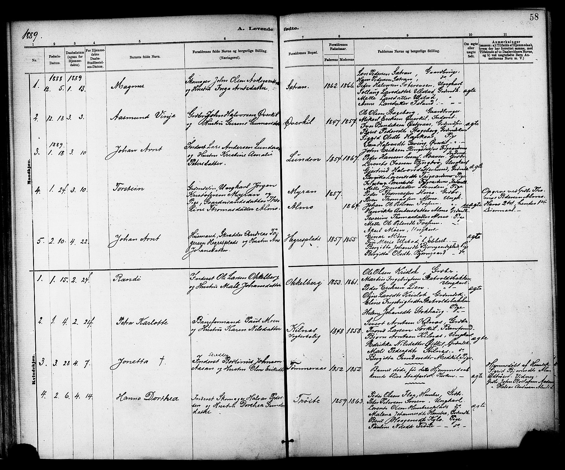 Ministerialprotokoller, klokkerbøker og fødselsregistre - Nord-Trøndelag, SAT/A-1458/703/L0030: Parish register (official) no. 703A03, 1880-1892, p. 58