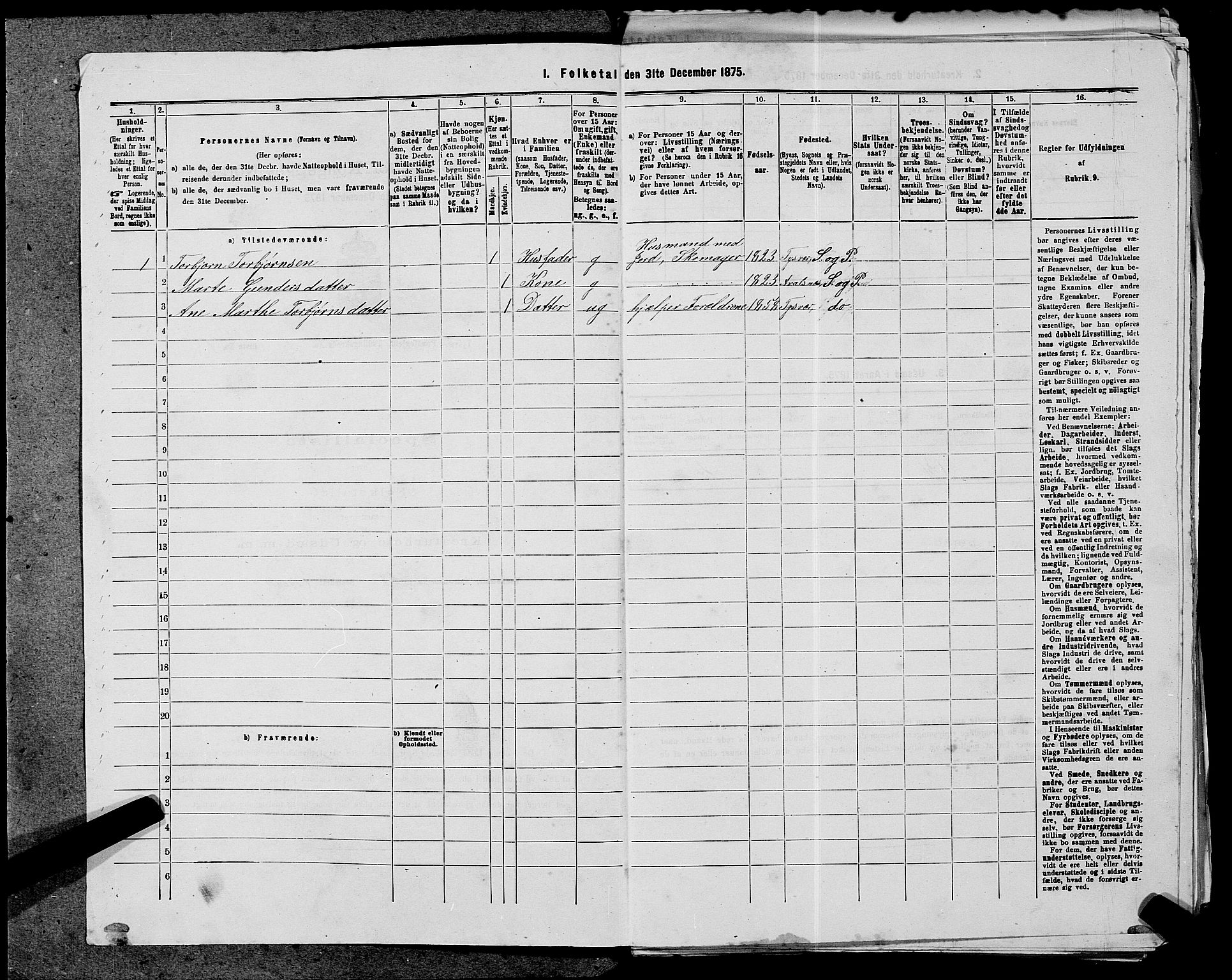 SAST, 1875 census for 1146P Tysvær, 1875, p. 177