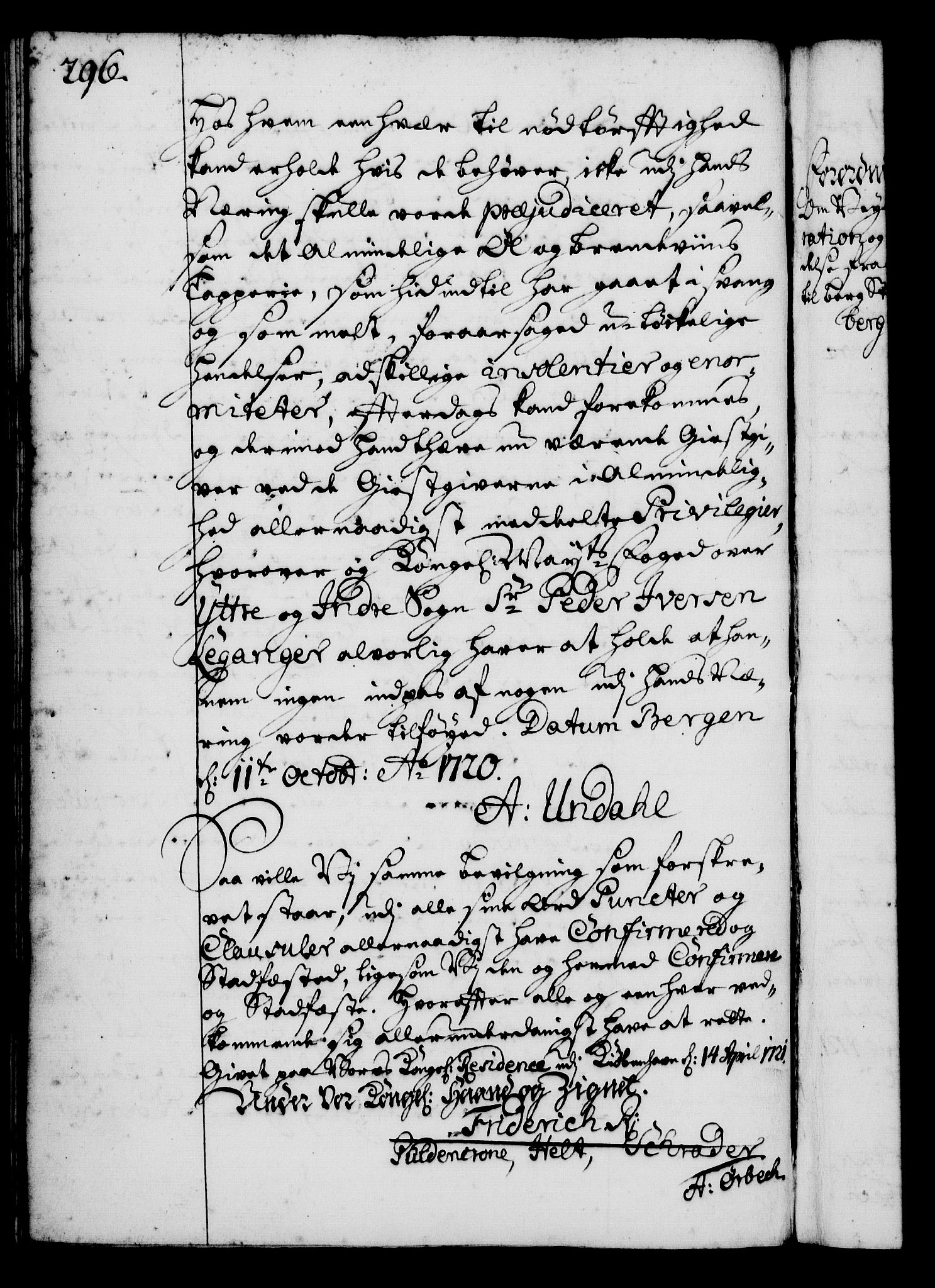 Rentekammeret, Kammerkanselliet, AV/RA-EA-3111/G/Gg/Gga/L0001: Norsk ekspedisjonsprotokoll med register (merket RK 53.1), 1720-1723, p. 296