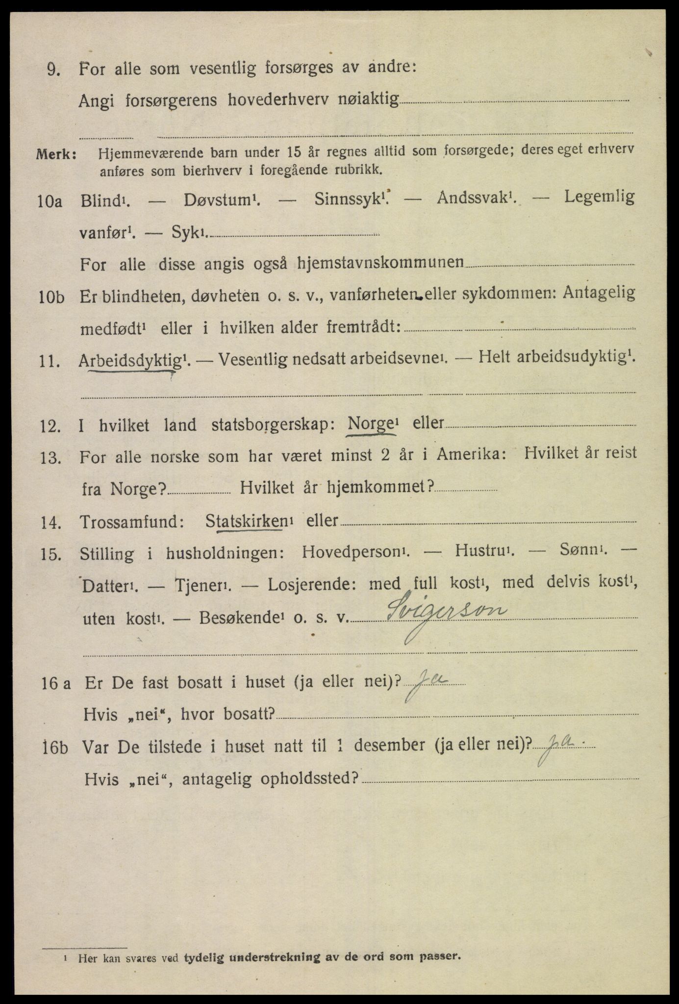 SAK, 1920 census for Holum, 1920, p. 3092