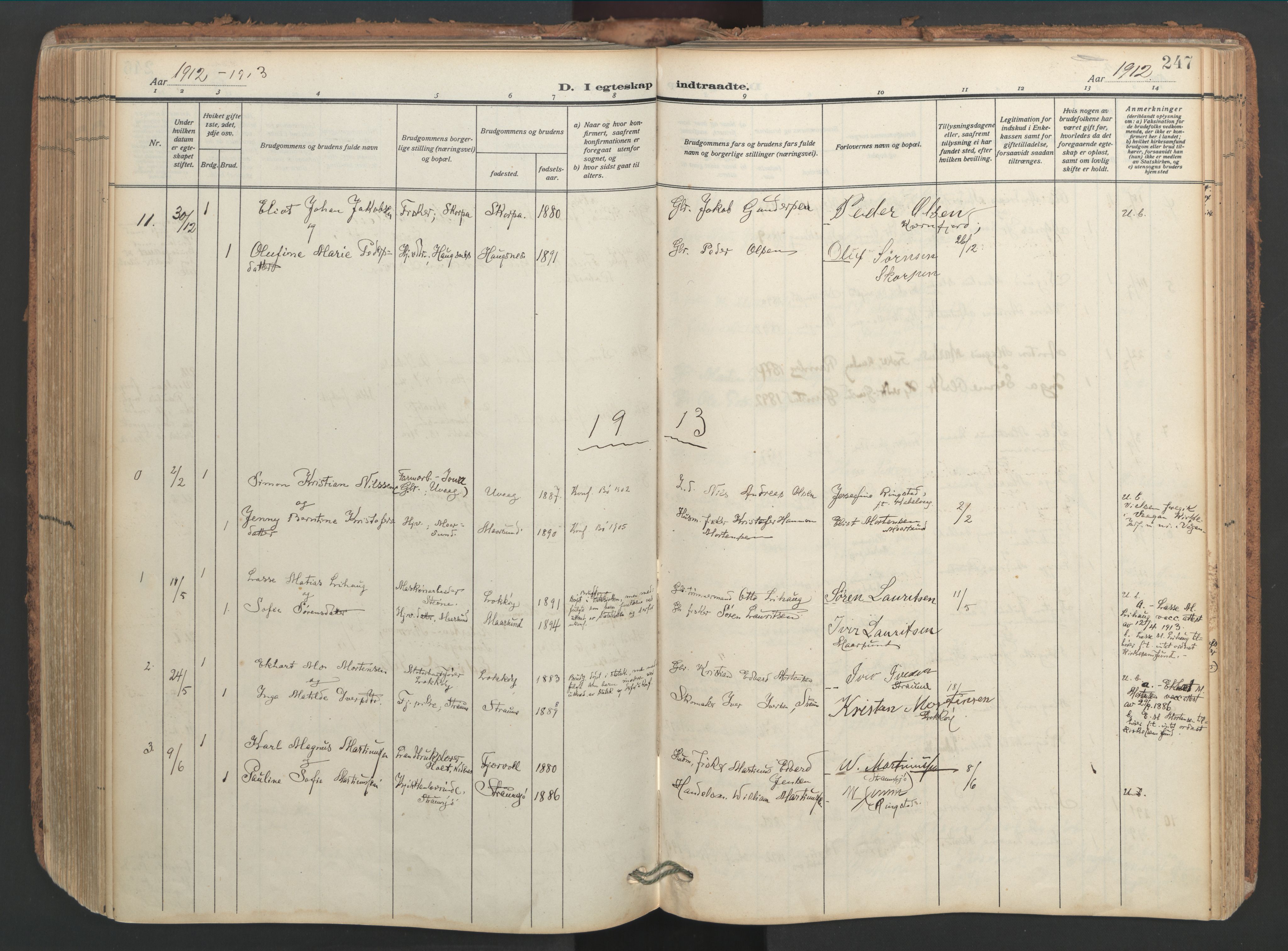 Ministerialprotokoller, klokkerbøker og fødselsregistre - Nordland, AV/SAT-A-1459/891/L1306: Parish register (official) no. 891A11, 1911-1927, p. 247
