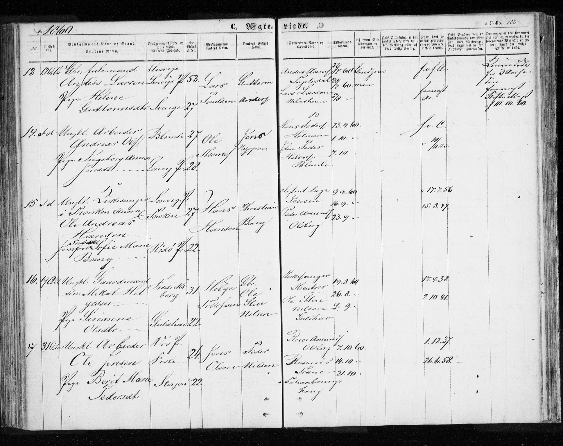 Målselv sokneprestembete, AV/SATØ-S-1311/G/Ga/Gaa/L0003kirke: Parish register (official) no. 3, 1853-1863, p. 182