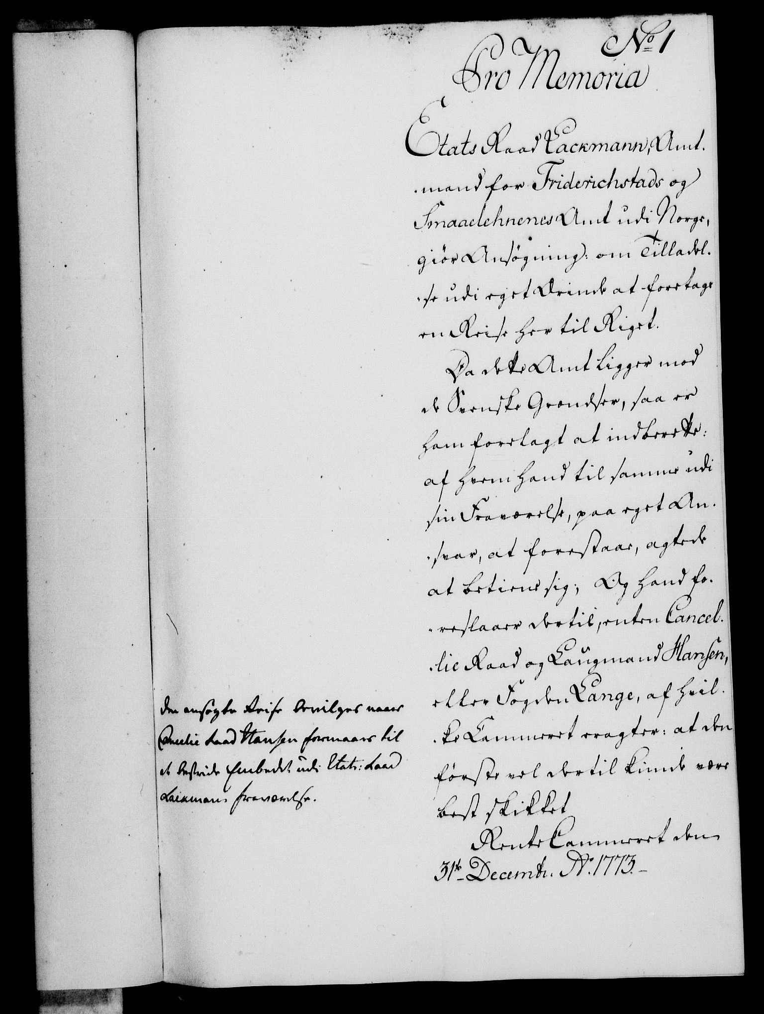 Rentekammeret, Kammerkanselliet, RA/EA-3111/G/Gf/Gfa/L0056: Norsk relasjons- og resolusjonsprotokoll (merket RK 52.56), 1774, p. 26