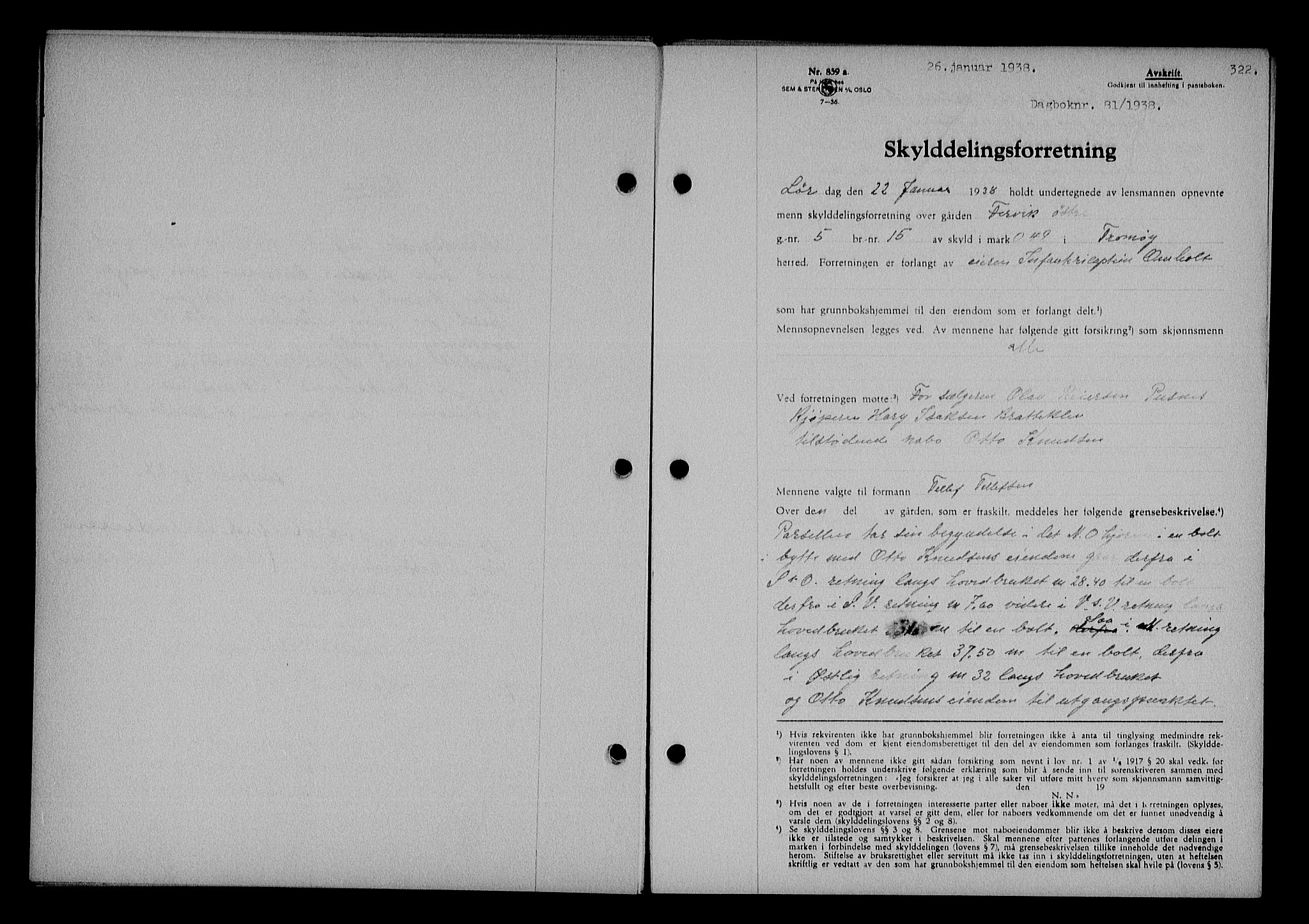 Nedenes sorenskriveri, AV/SAK-1221-0006/G/Gb/Gba/L0044: Mortgage book no. 40, 1937-1938, Diary no: : 81/1938