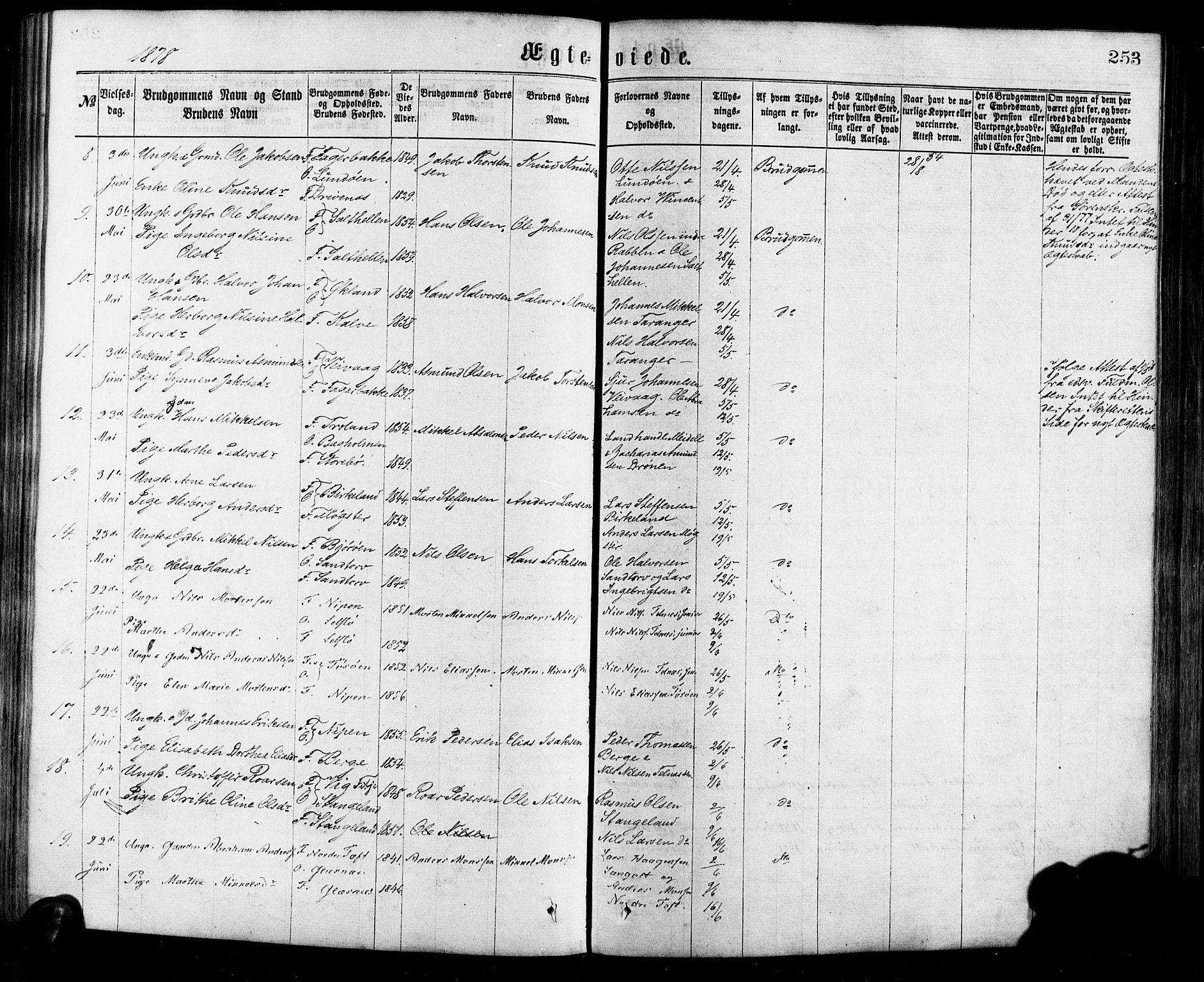 Sund sokneprestembete, AV/SAB-A-99930: Parish register (official) no. A 15, 1867-1881, p. 253