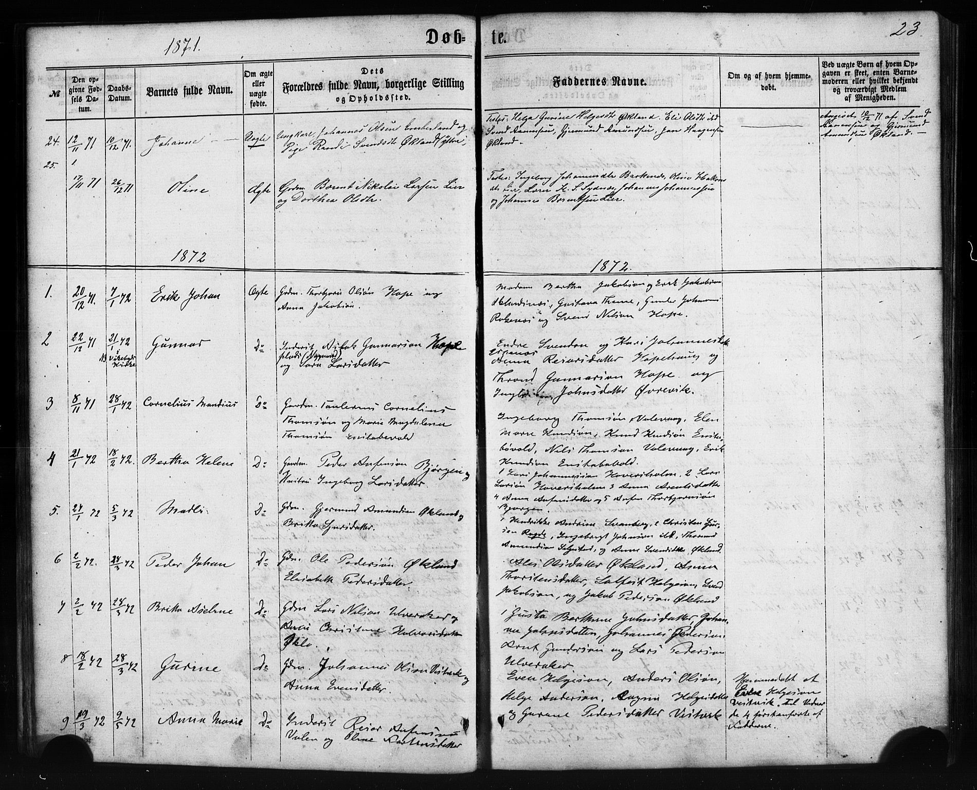 Sveio Sokneprestembete, SAB/A-78501/H/Haa: Parish register (official) no. C 1, 1862-1880, p. 23