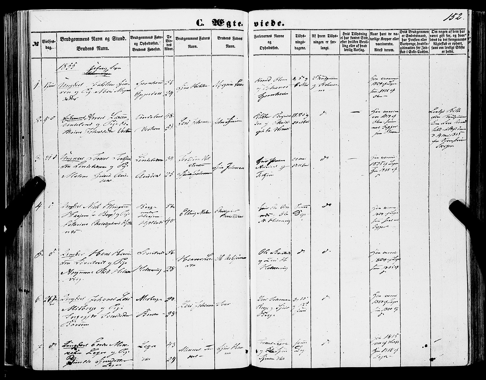 Ulvik sokneprestembete, SAB/A-78801/H/Haa: Parish register (official) no. A 13, 1853-1863, p. 152