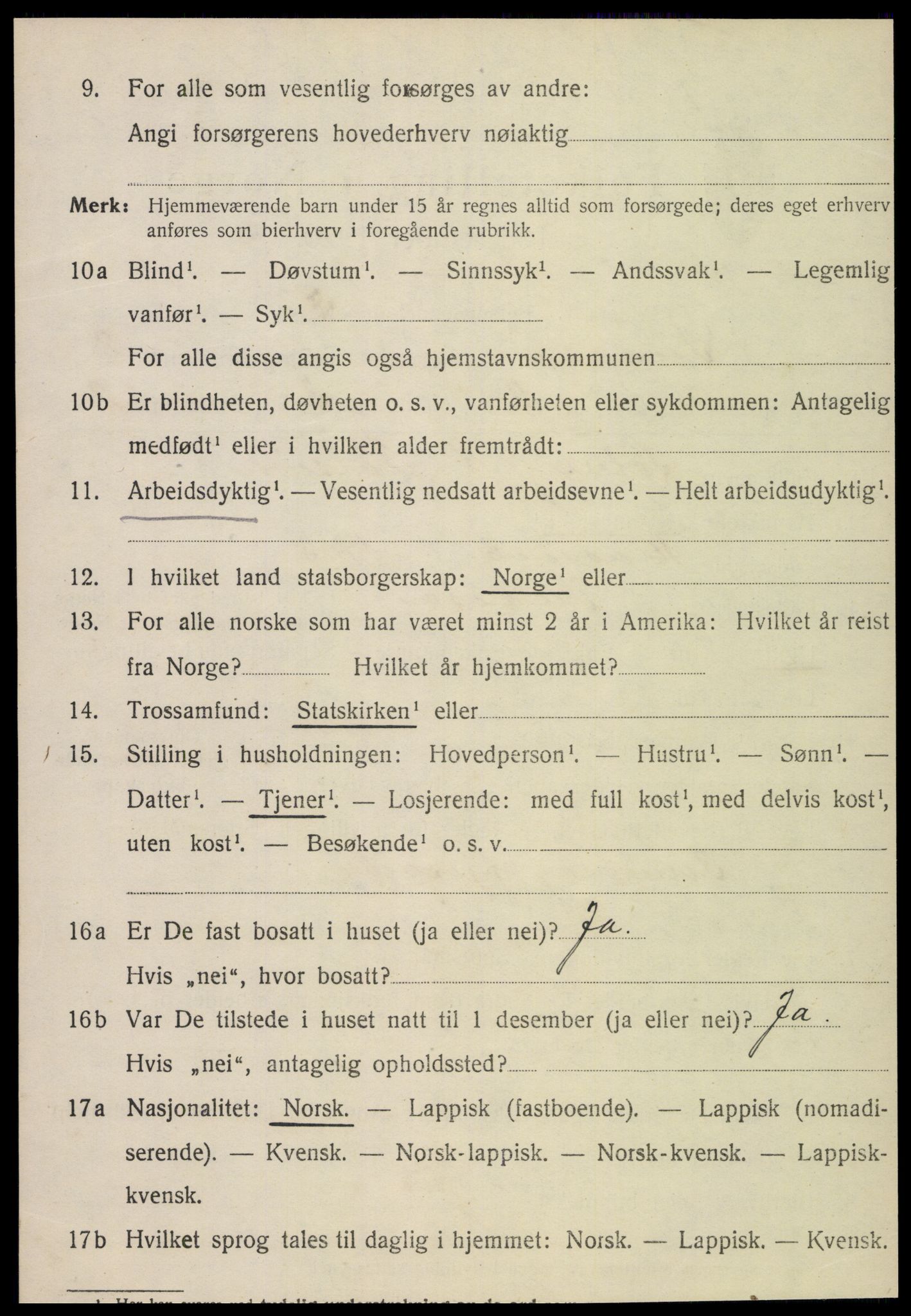 SAT, 1920 census for Snåsa, 1920, p. 1203
