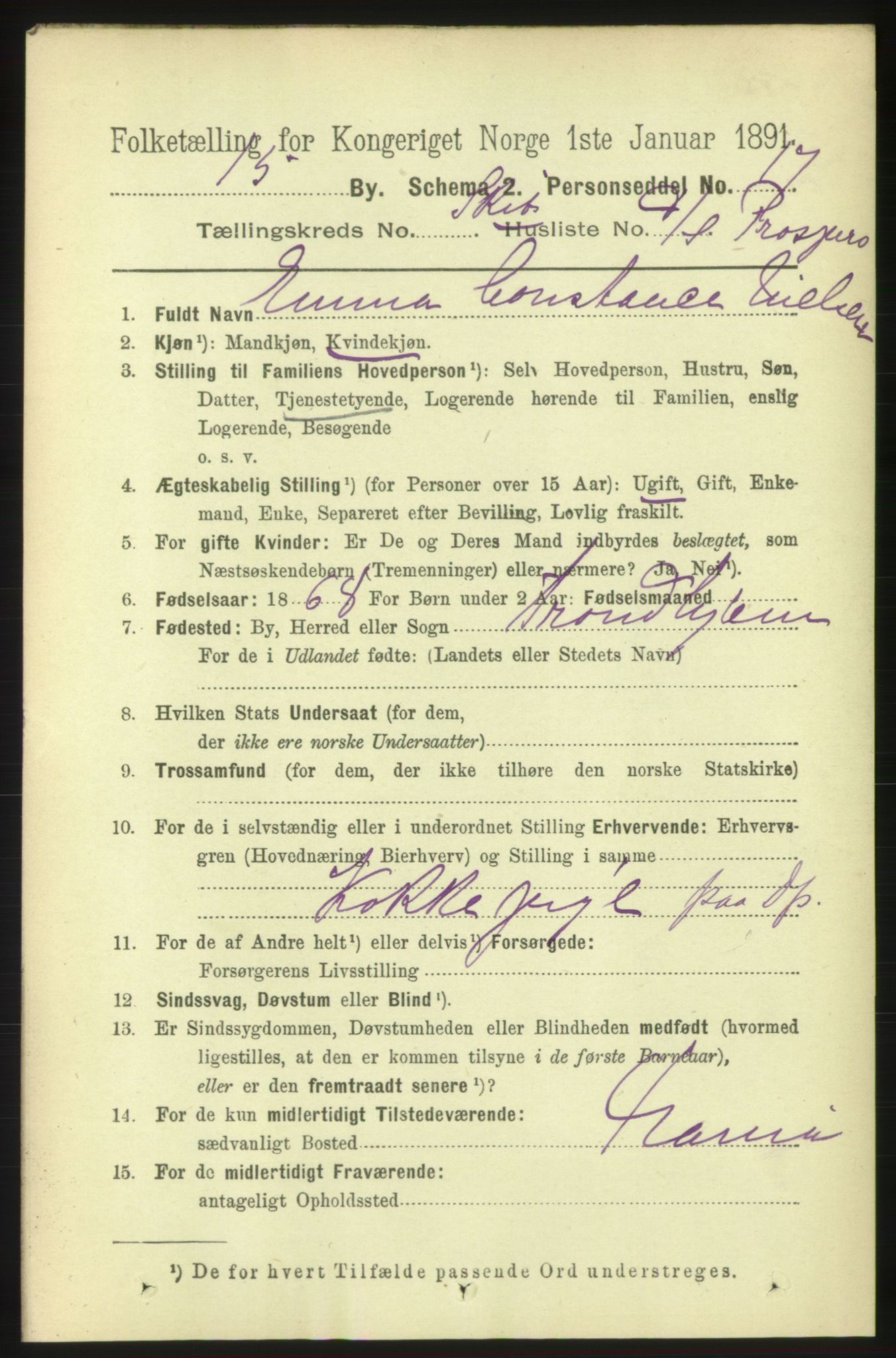 RA, 1891 census for 0602 Drammen, 1891, p. 25623