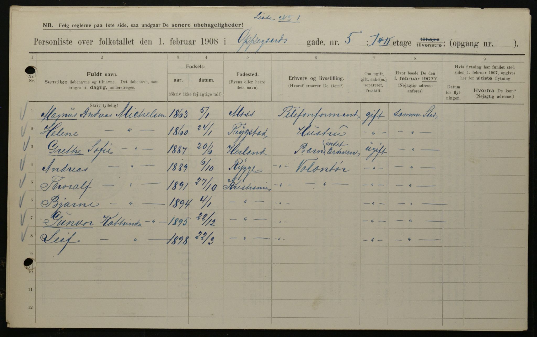 OBA, Municipal Census 1908 for Kristiania, 1908, p. 67857