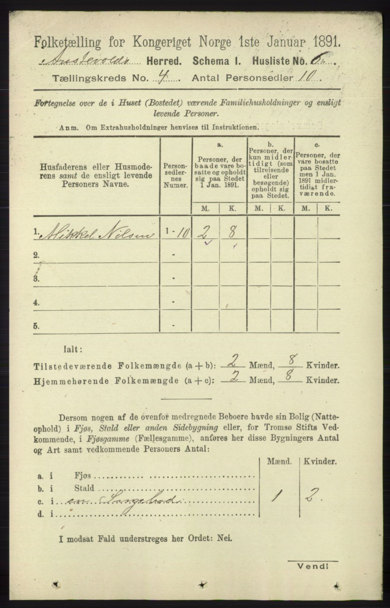 RA, 1891 census for 1244 Austevoll, 1891, p. 1336