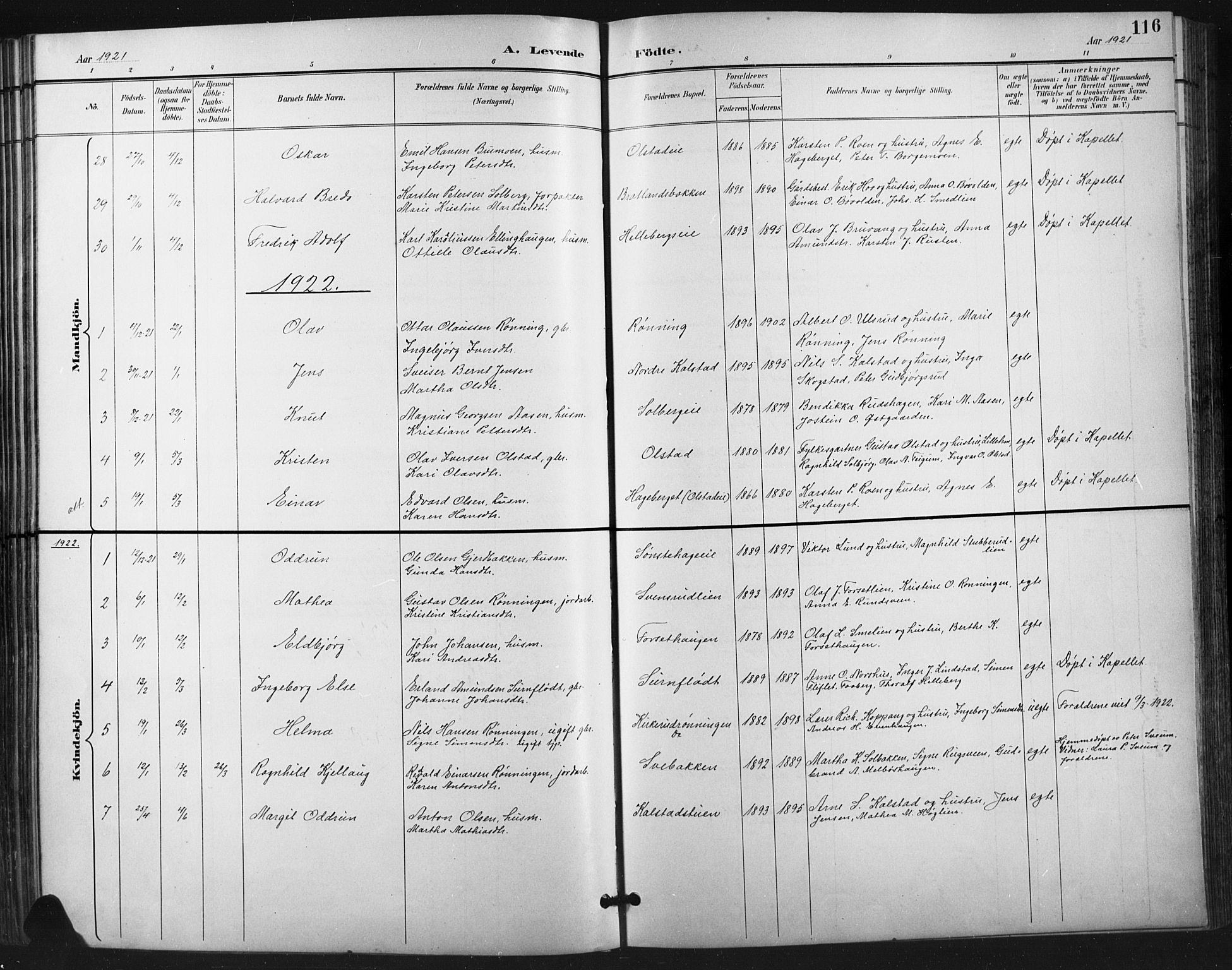 Vestre Gausdal prestekontor, SAH/PREST-094/H/Ha/Hab/L0003: Parish register (copy) no. 3, 1896-1925, p. 116