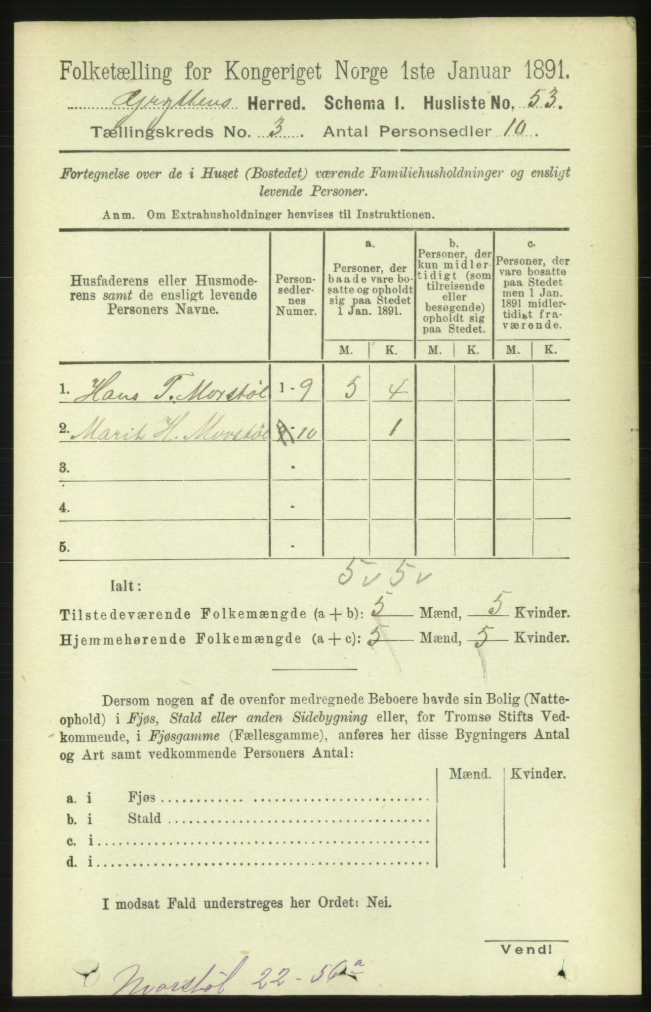 RA, 1891 census for 1539 Grytten, 1891, p. 919